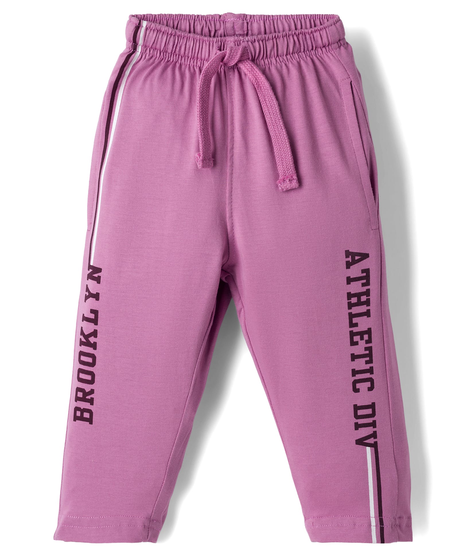 Doreme Knitted Full Length Lounge Pant with Athletic Print & Tape Detailing - Mauve-picture-17