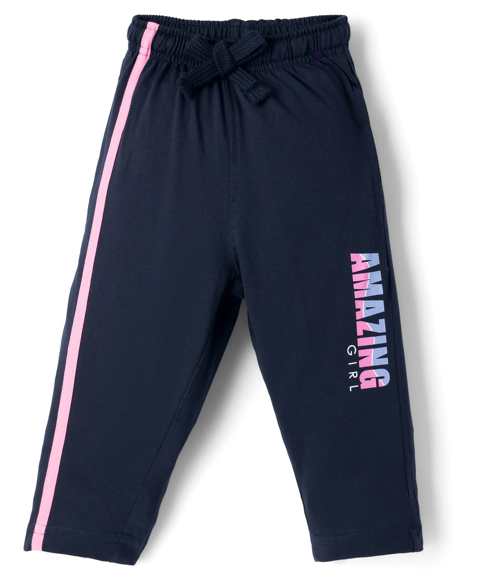 Doreme Knitted Full Length Lounge Pant with Amazing Girl Print & Tape Detailing - Navy Blue-picture-12
