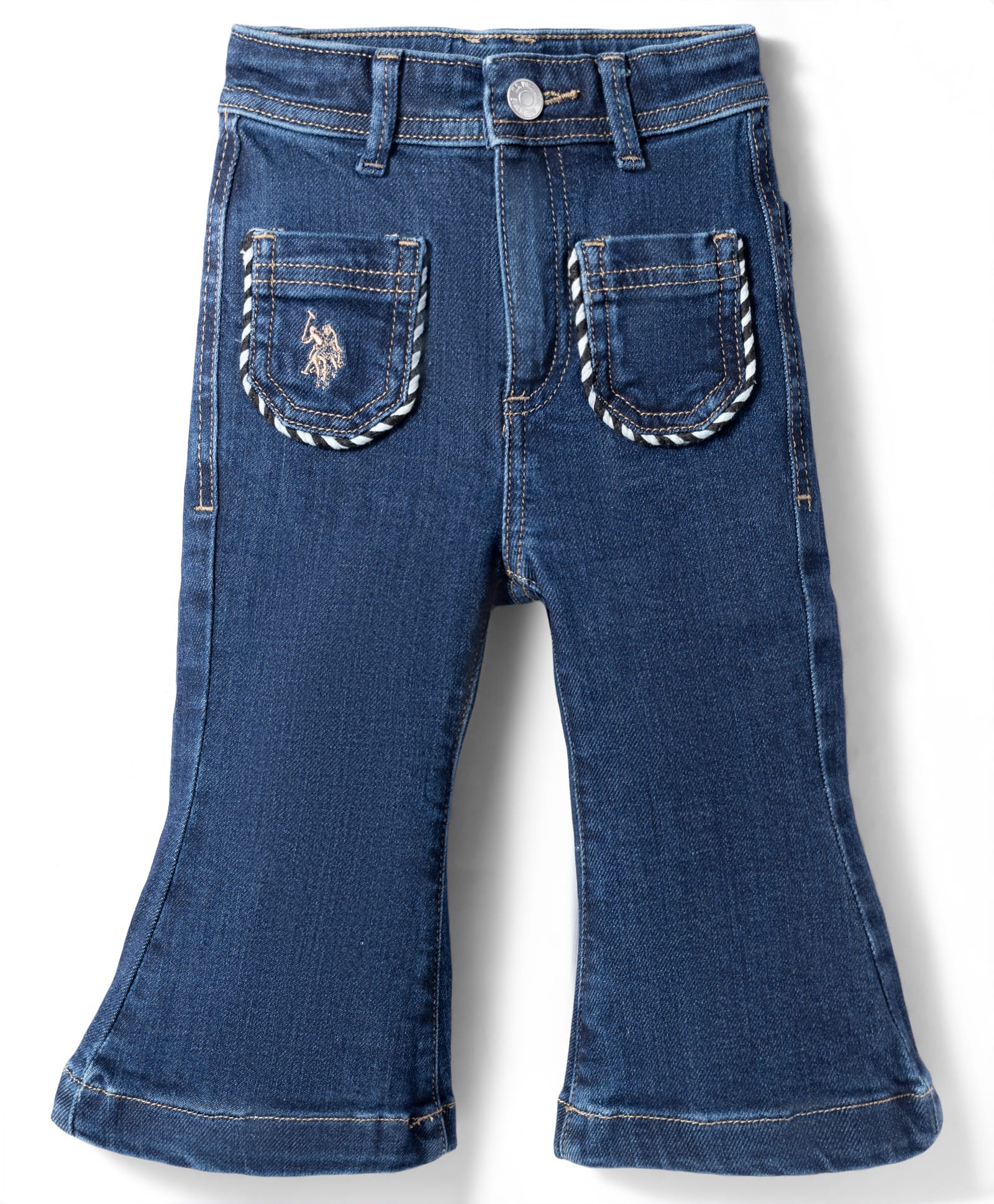 US Polo Assn Cotton Woven Full Length Solid Colour Jeans with Embroidery Detailing - Blue-picture-22