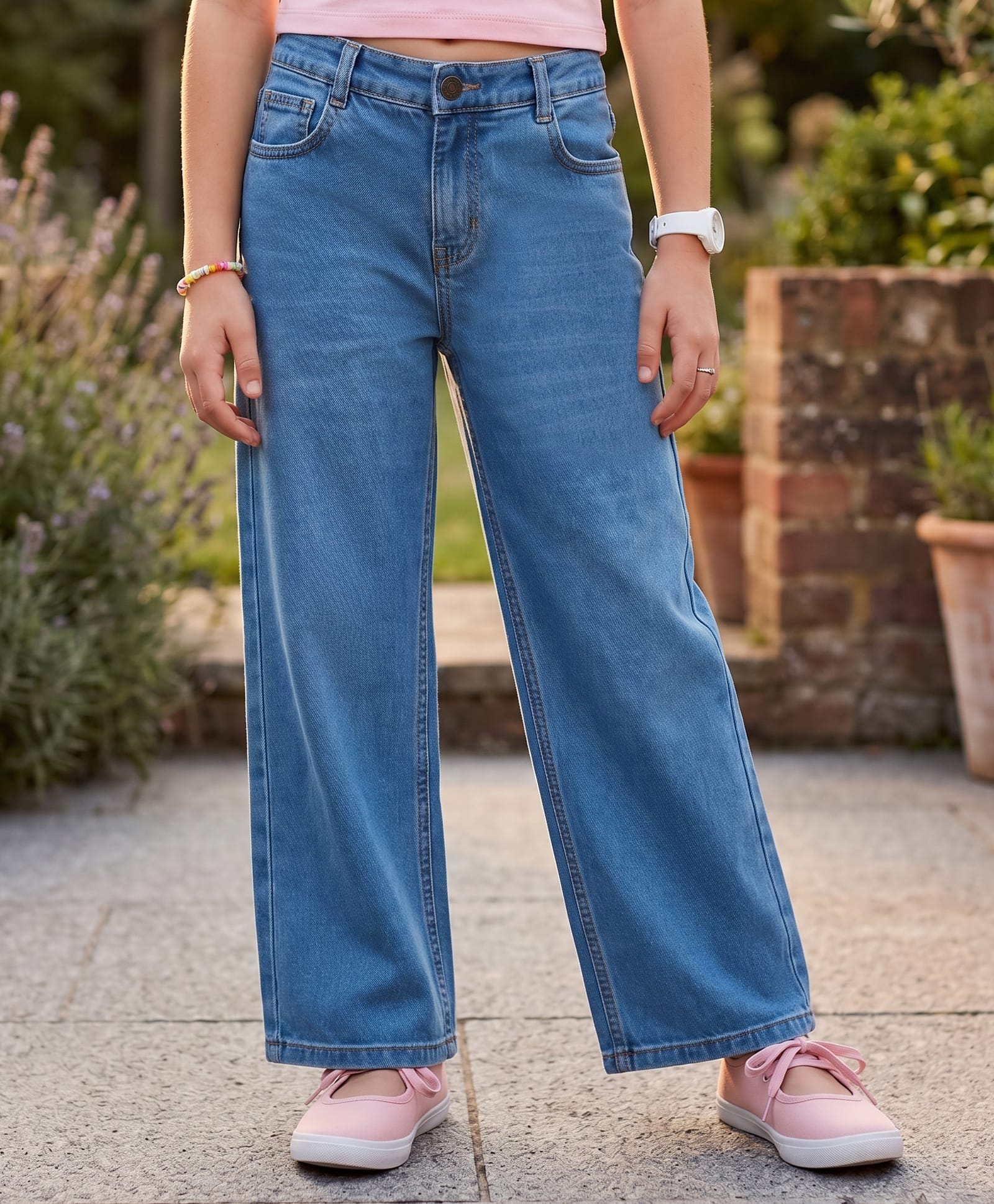 Pine Kids Cotton Woven Full Length Solid Jeans - Blue-picture-22
