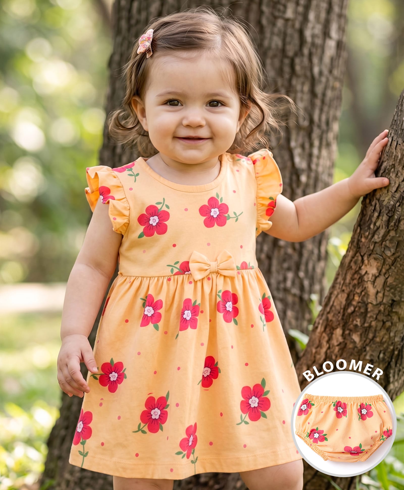 Doodle Poodle Single Jersey Knit Frock with Bloomer All Over Printed Sleeveless Cream 3-6 Months-image-38