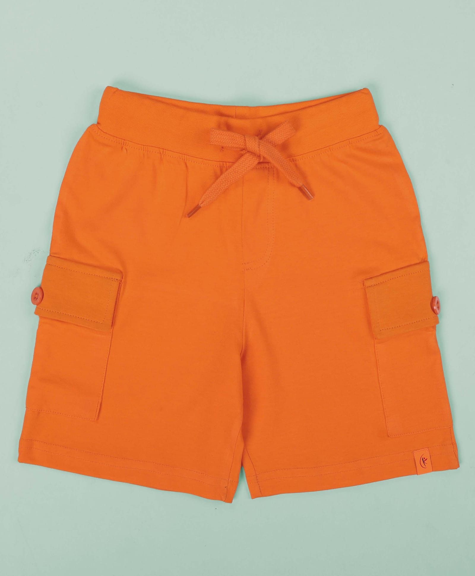 Kiddopanti Cotton Knit Solid Cargo Shorts - Orange-picture-22