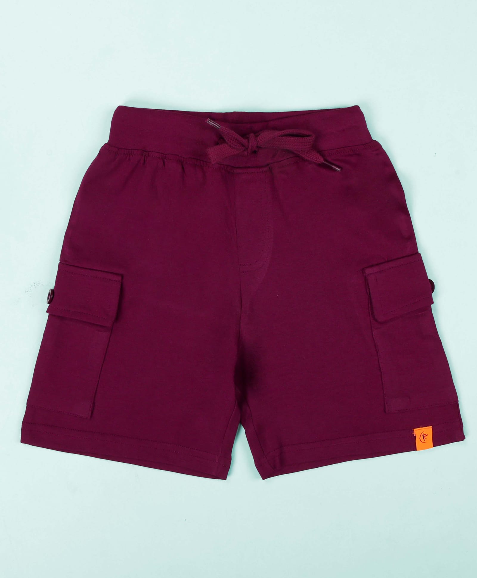 Kiddopanti Cotton Knit Solid Cargo Shorts - Wine-picture-23