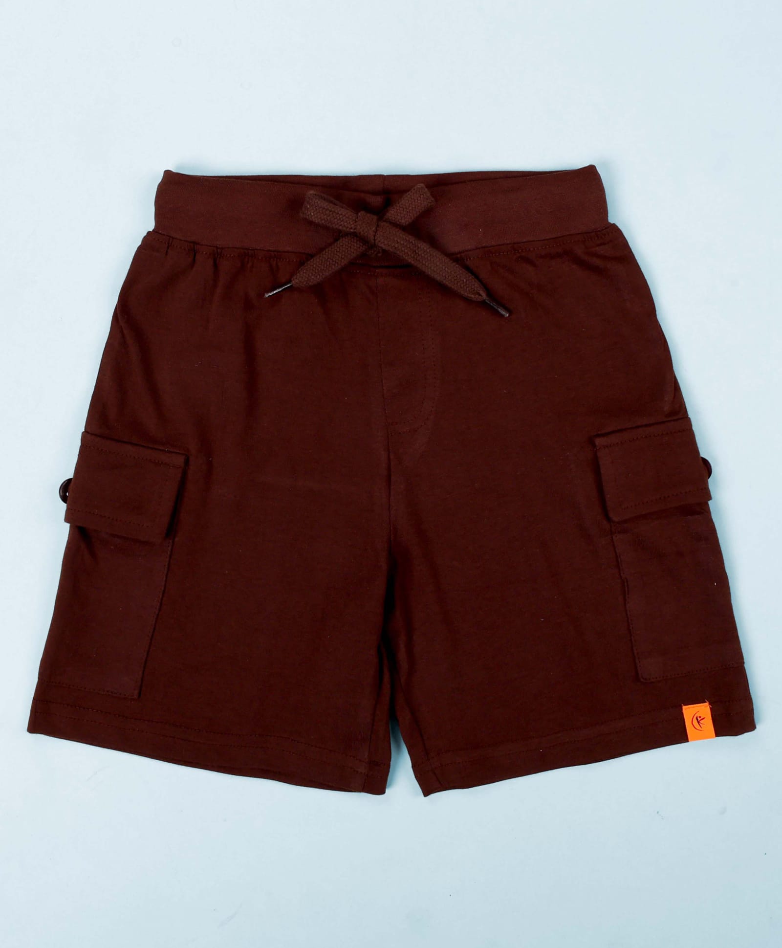 Kiddopanti Cotton Knit Solid Cargo Shorts - Coffee Brown-picture-26