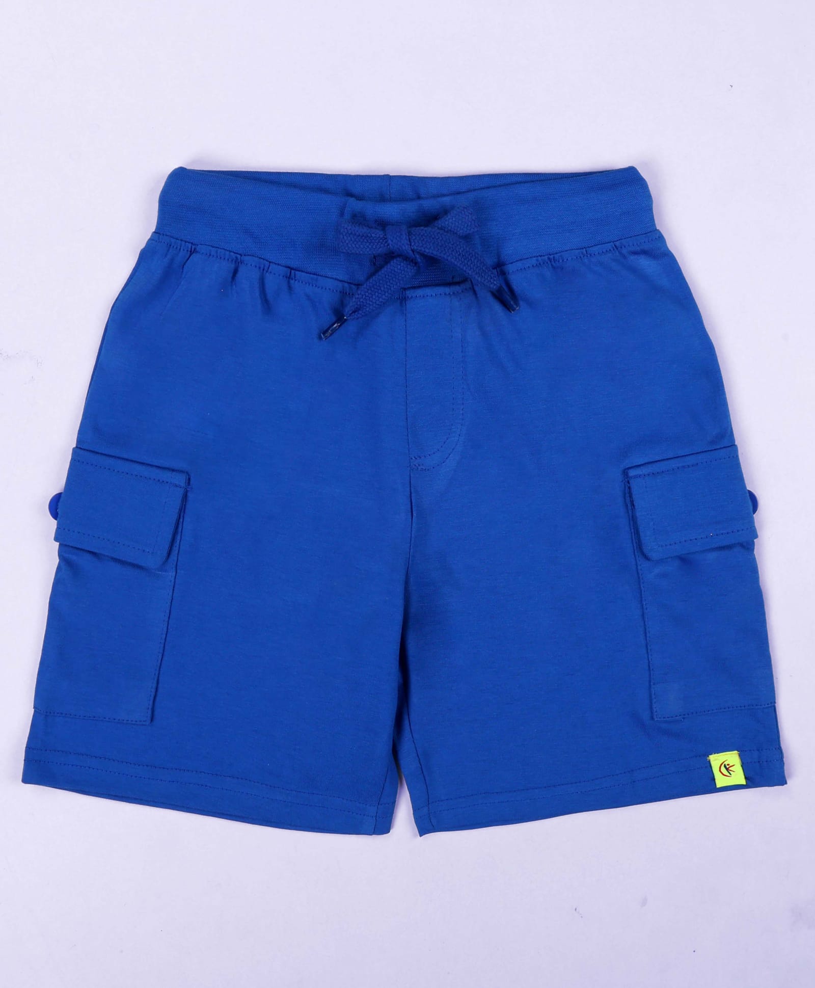 Kiddopanti Cotton Knit Solid Cargo Shorts - Royal Blue-picture-24