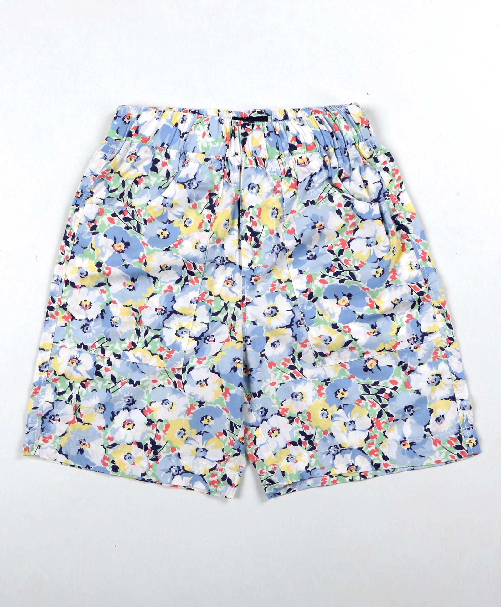 Kiddopanti Cotton Knit Floral Printed Shorts - Ice Blue-picture-28