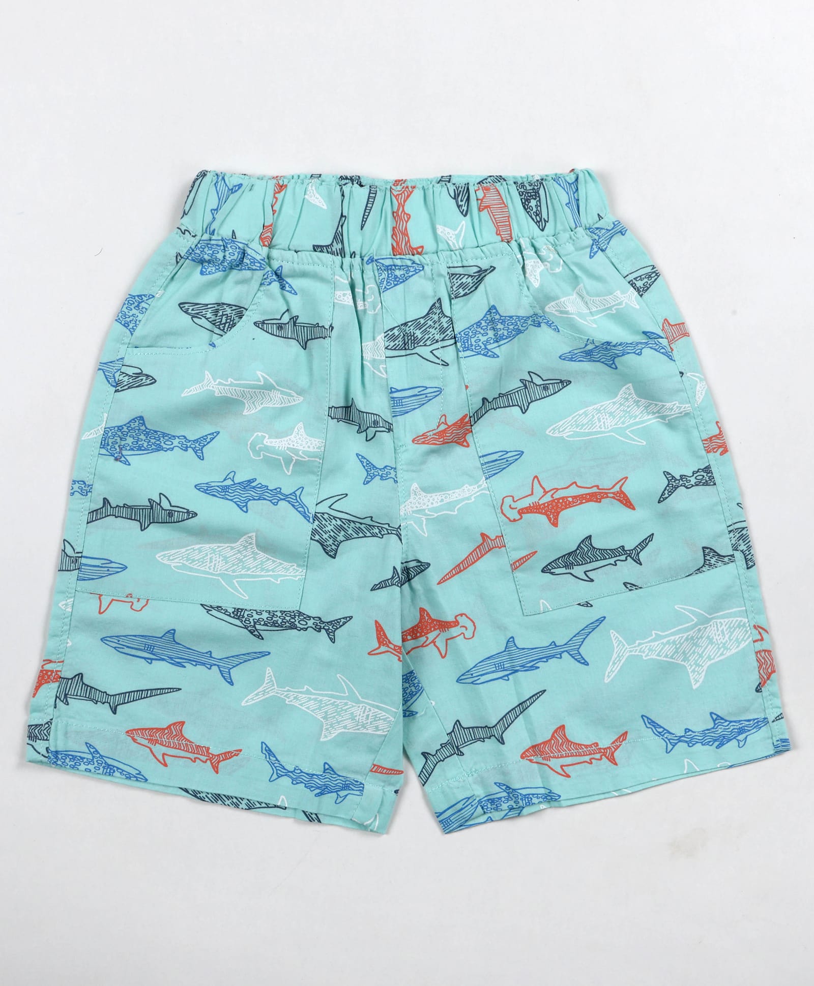 Kiddopanti Cotton Knit Sea Life Printed Shorts - Aqua Blue-picture-23