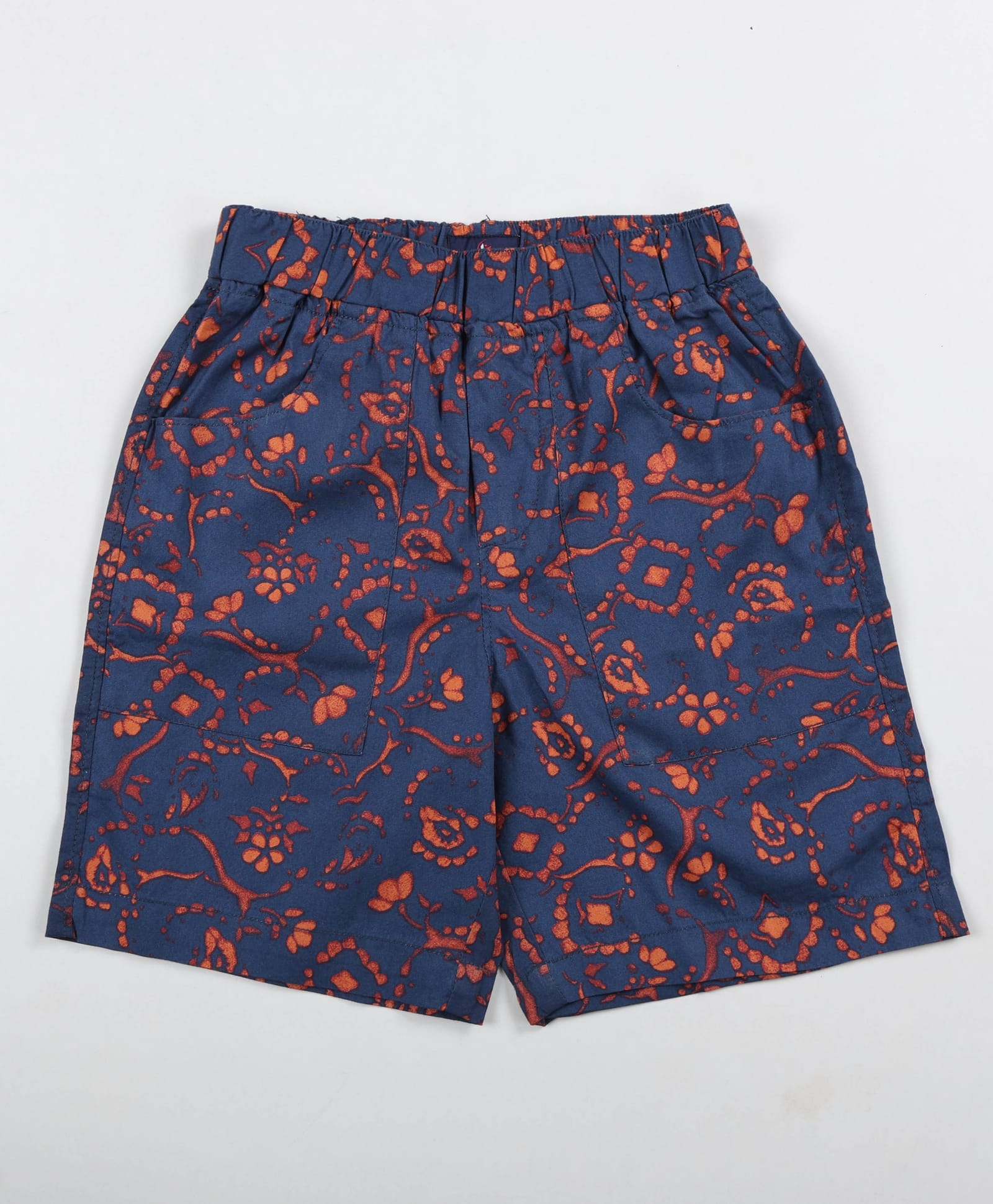 Kiddopanti Cotton Knit Floral Printed Shorts - Navy Blue-picture-20
