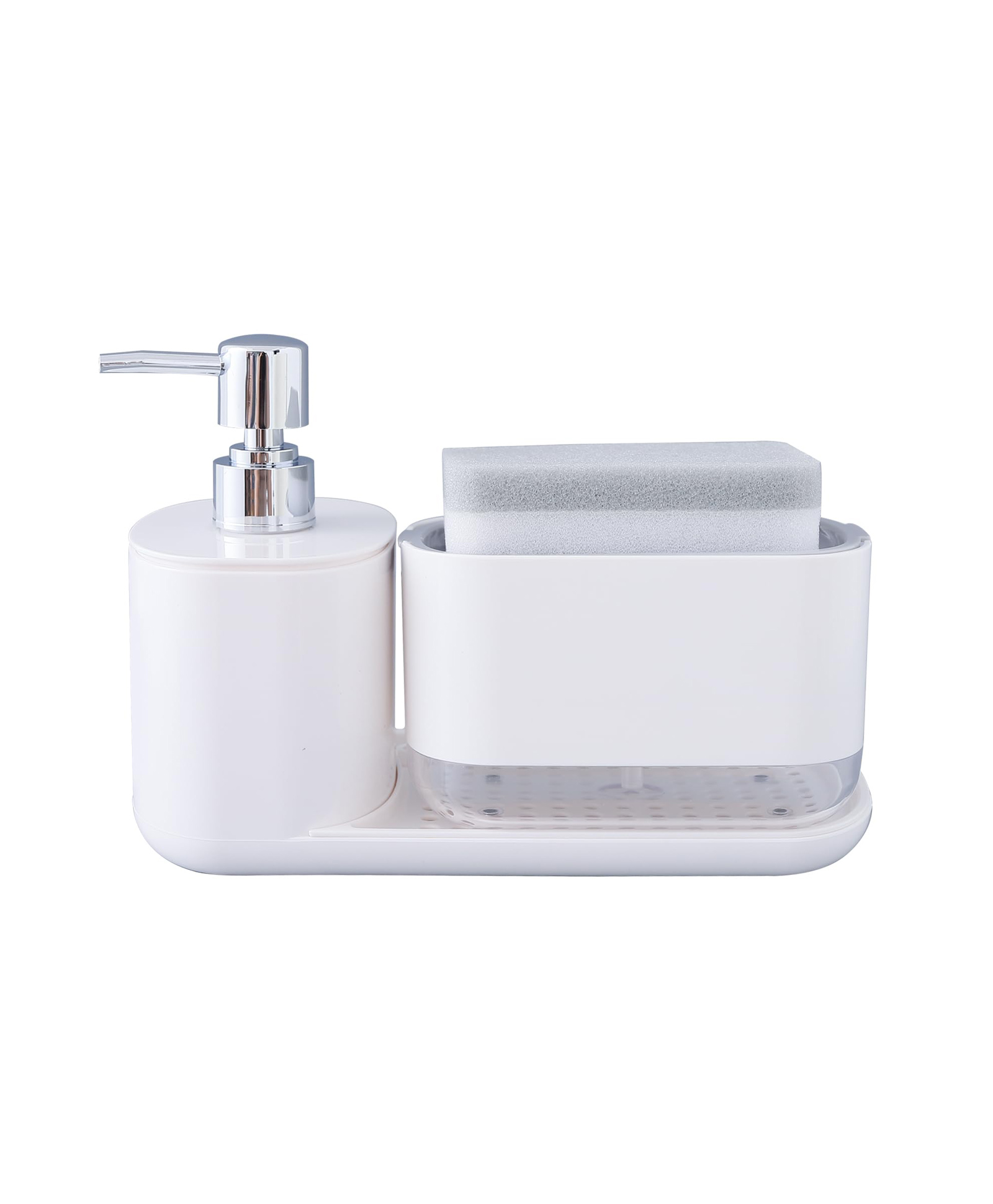 The Better Home 3-in-1 Soap Dispenser for Bathroom & Kitchen | Plastic Soap Dish with Sponge Holder & Drain Tray | 500ml & 300ml | White-image-35
