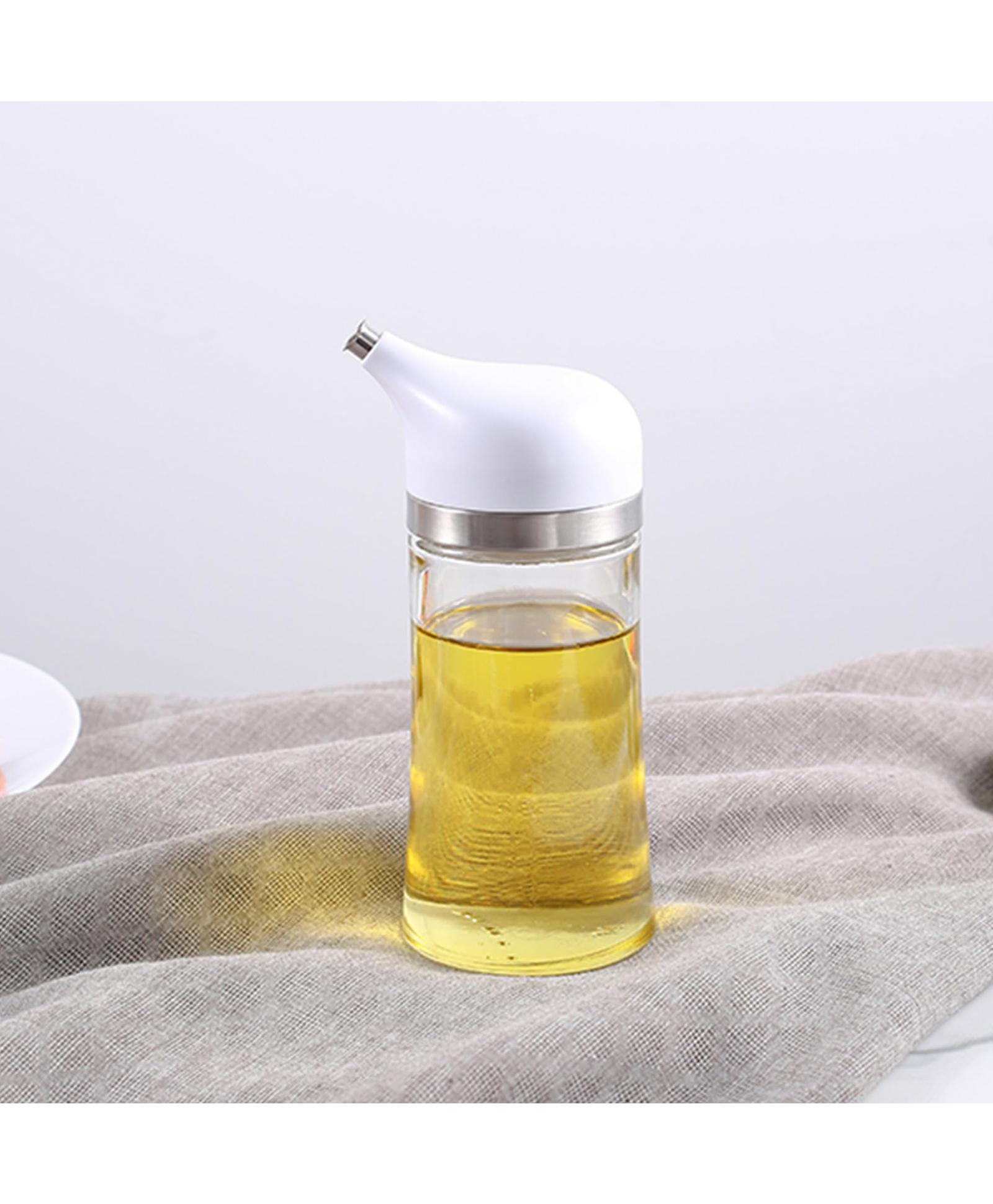 The Better Home Oil Dispenser 140ml | Stylish Mini Glass Bottle with Measuring Mark | Easy Pour, Leak-Proof, Cute & Compact for Table Use | White-image-13