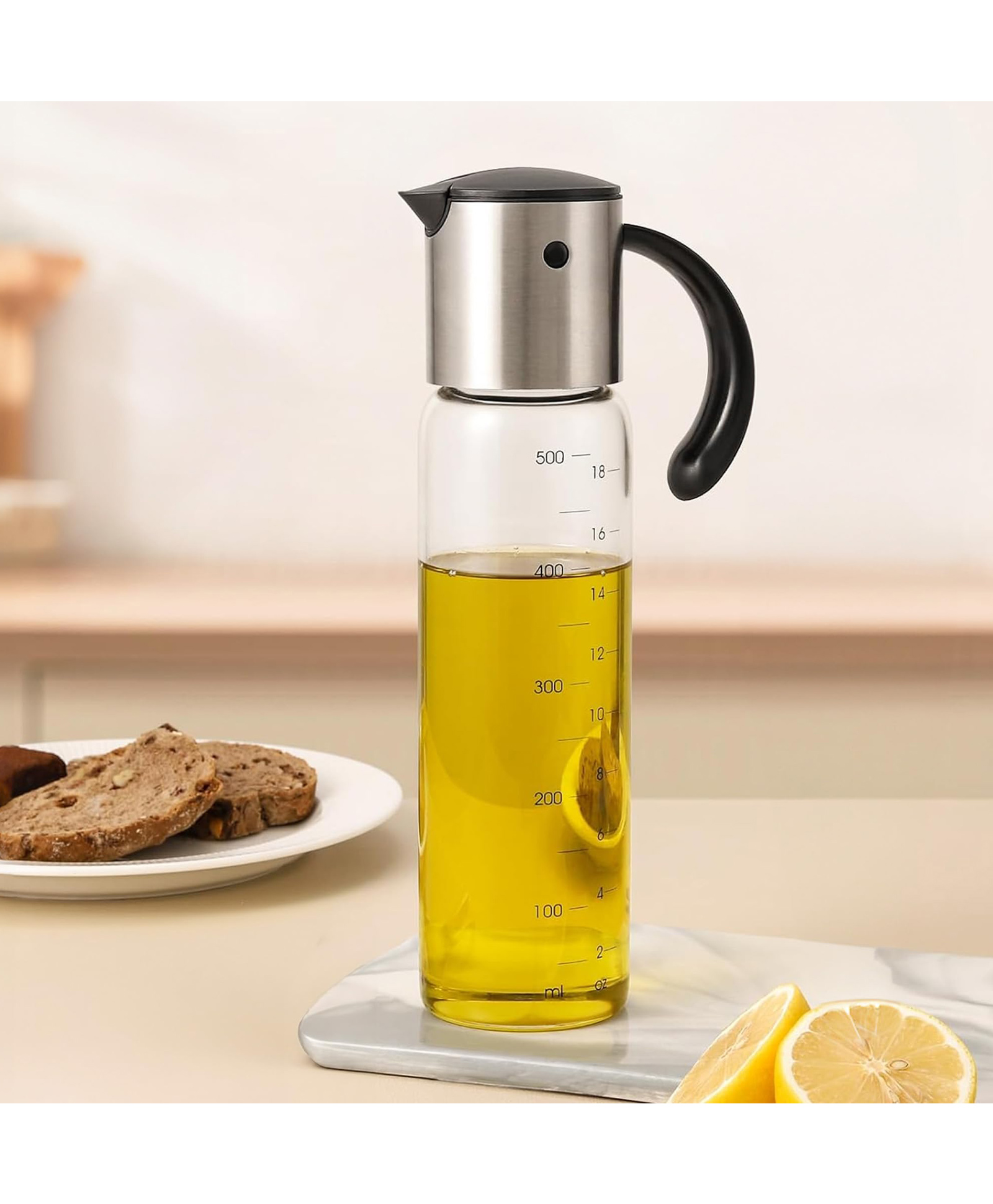 The Better Home Glass Oil Dispenser 500ml | Borosilicate Bottle with Stainless Steel Spout | Leak-Proof, Easy Grip | For Cooking Oils & Vinegar-image-17