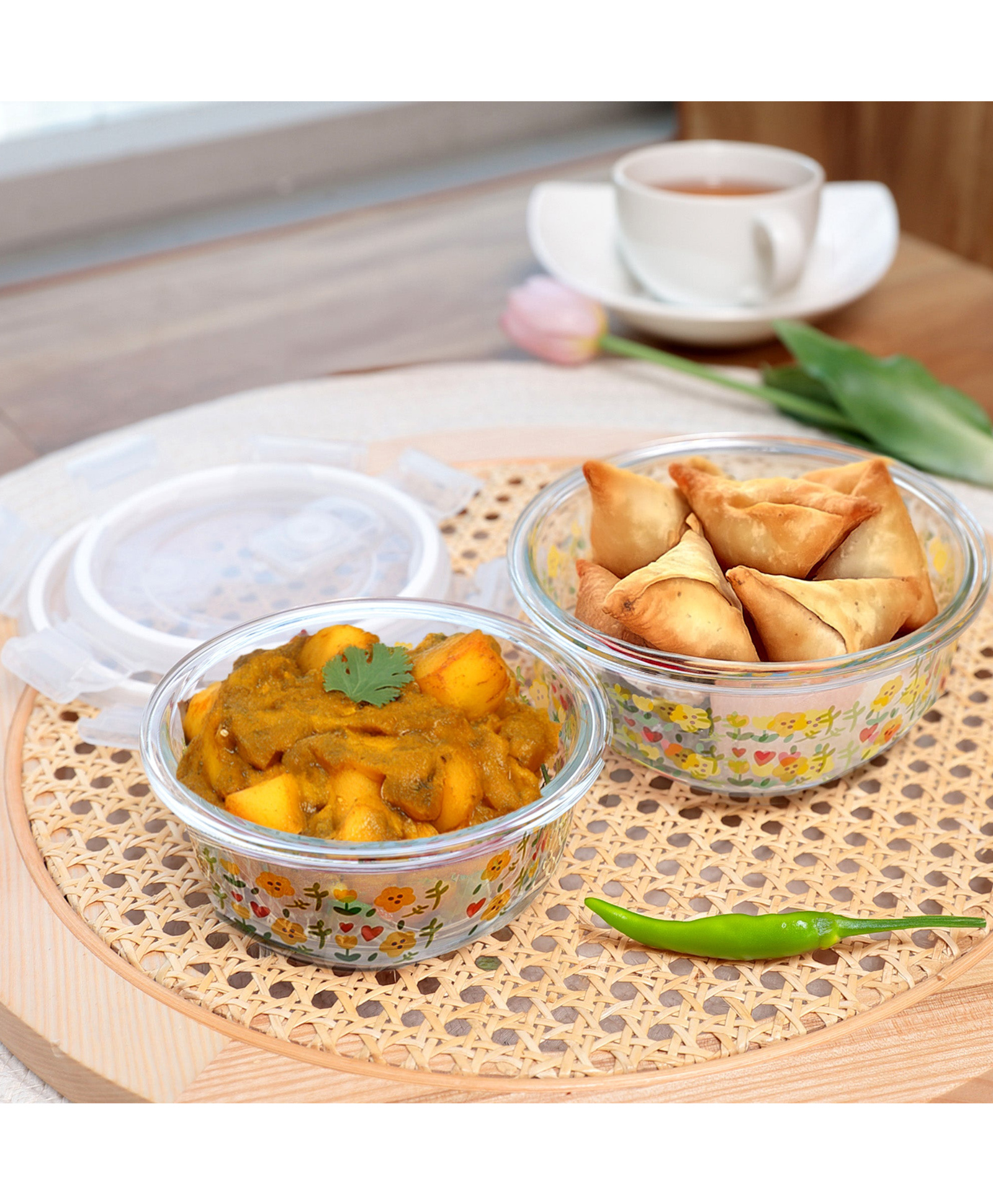The Better Home Set of 2 Round Printed Borosilicate Kitchen Containers Set with Lid | Microwave Safe | Leakproof, Airtight, Storage Jars for Cookies Snacks Tea Coffee Sugar | 930 ml & 1400 ml-image-10