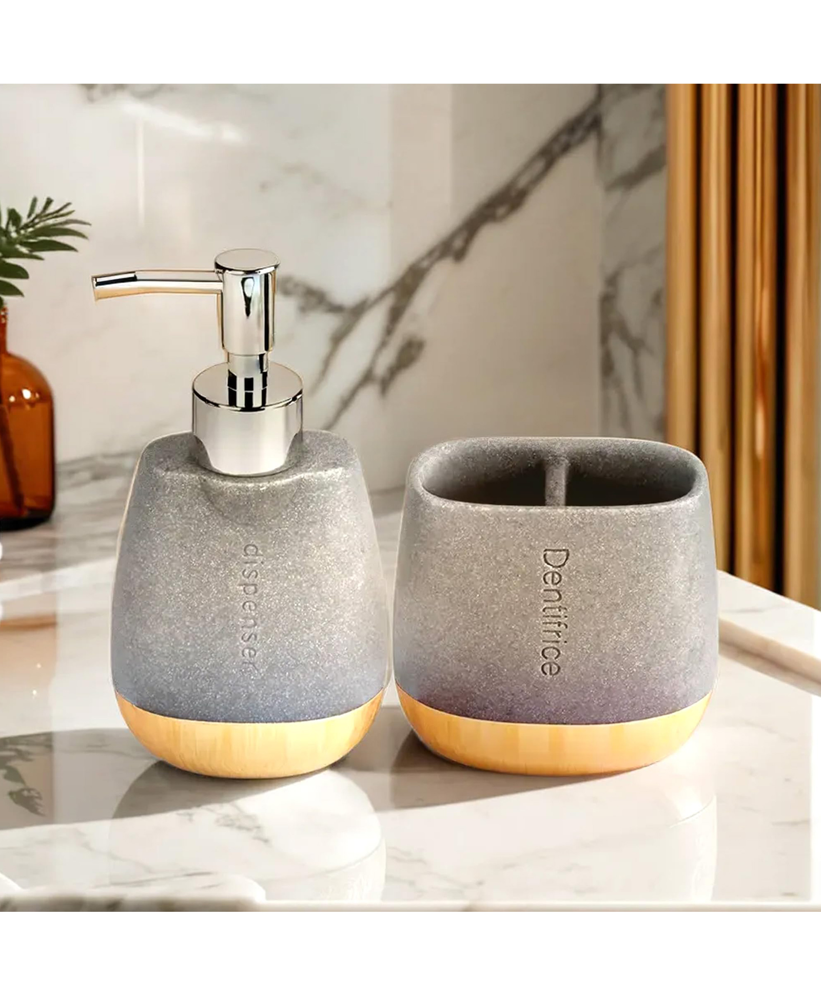 The Better Home Polyresin Bathroom Soap Dispenser (250 ml) and Toothbrush Holder (300 g) | Soap Dispenser for Bathroom | Plastic Base | Bathroom Accessories | Handwash Dispenser | Grey-image-28