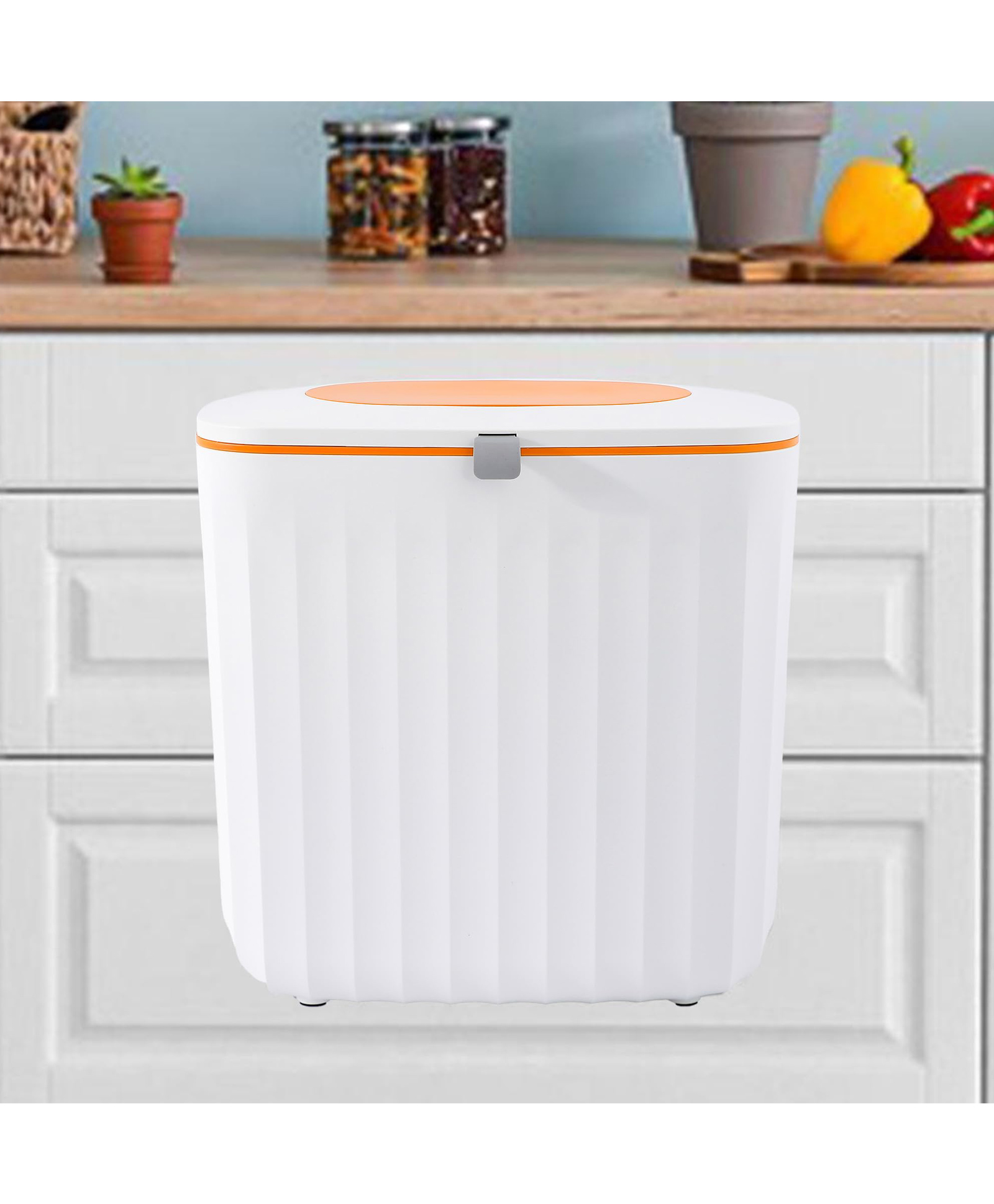 The Better Home 8L Dustbin For Kitchen | Dustbin For Bathroom | 25 cm Automatic Smart Sensor Dustbin For Bedroom | Steel Dustbin With Lid | Dustbin For Office | Garbage Bin - Orange-image-8