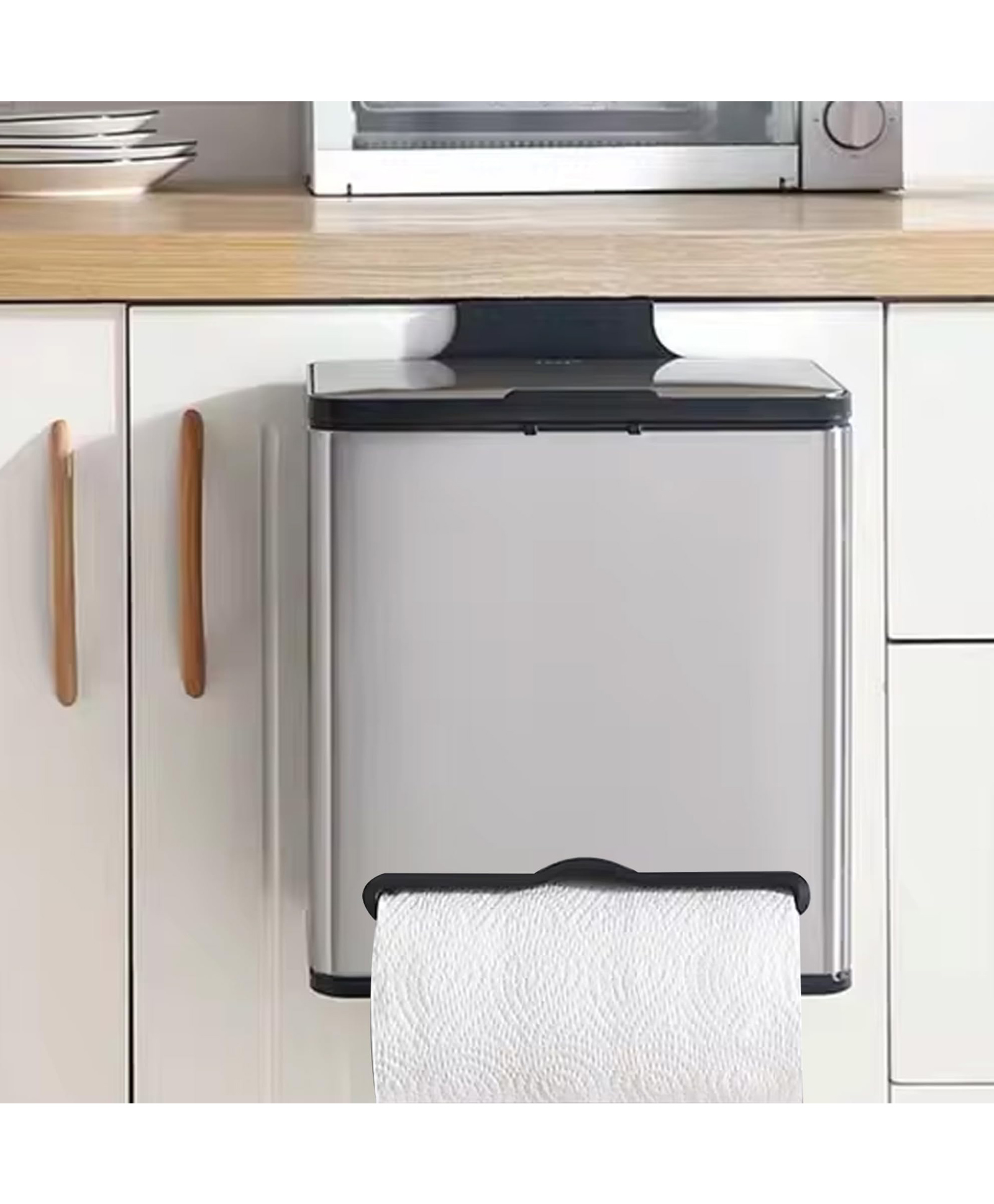 The Better Home Stainless Steel 4L Steel Dustbin With Sliding Lid for Kitchen, Bathroom, Home, Office - 29cm Hanging Garbage Bin - Silver, Open Top-picture-29