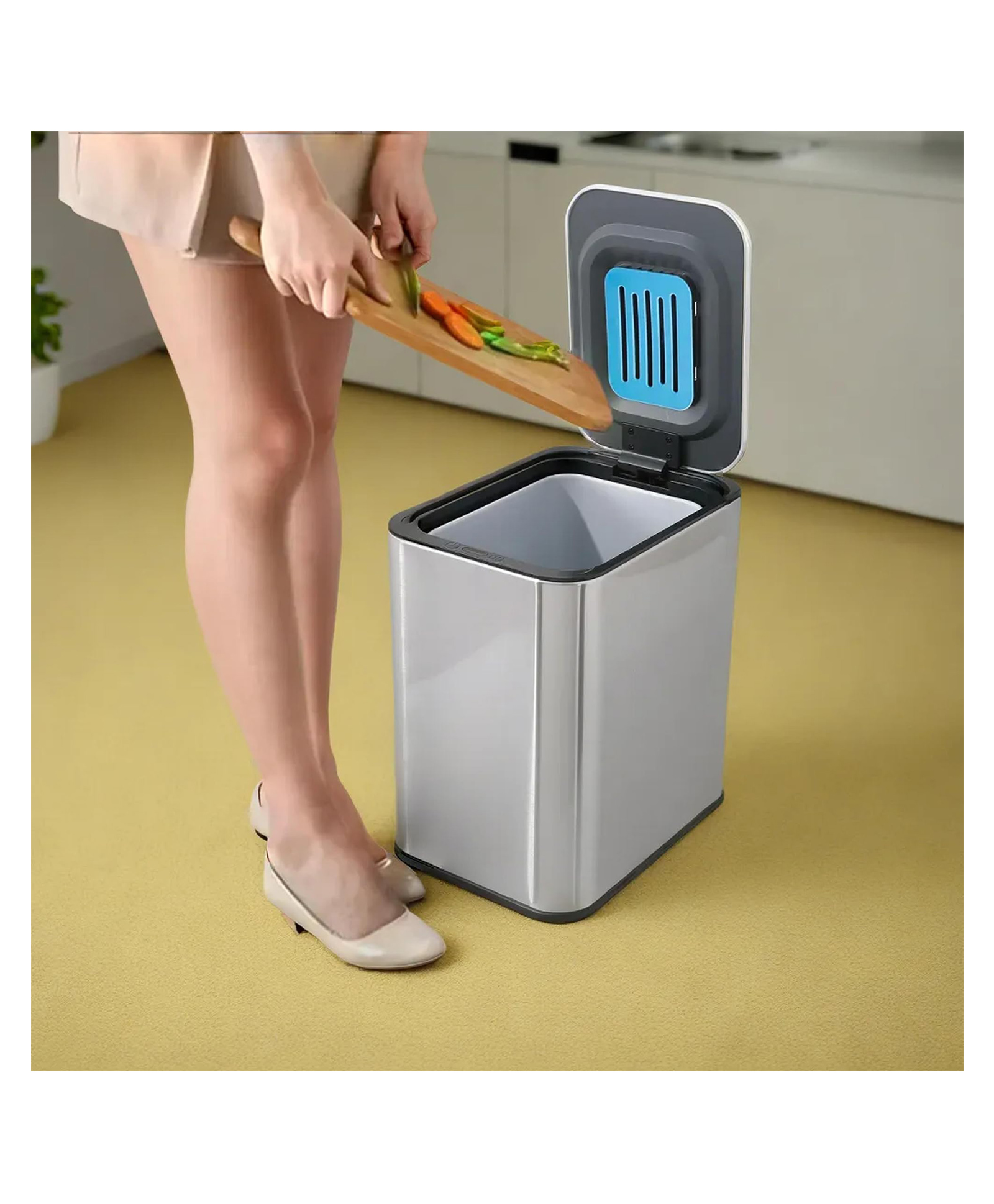 The Better Home 9L (31cm) Stainless Steel Dustbin With Lid | Automatic Smart Sensor Dustbin For Kitchen | Dustbin For Kitchen With Inner Bucket | Dustbin For Bedroom With Built-In Odor Filter | Silver-picture-10