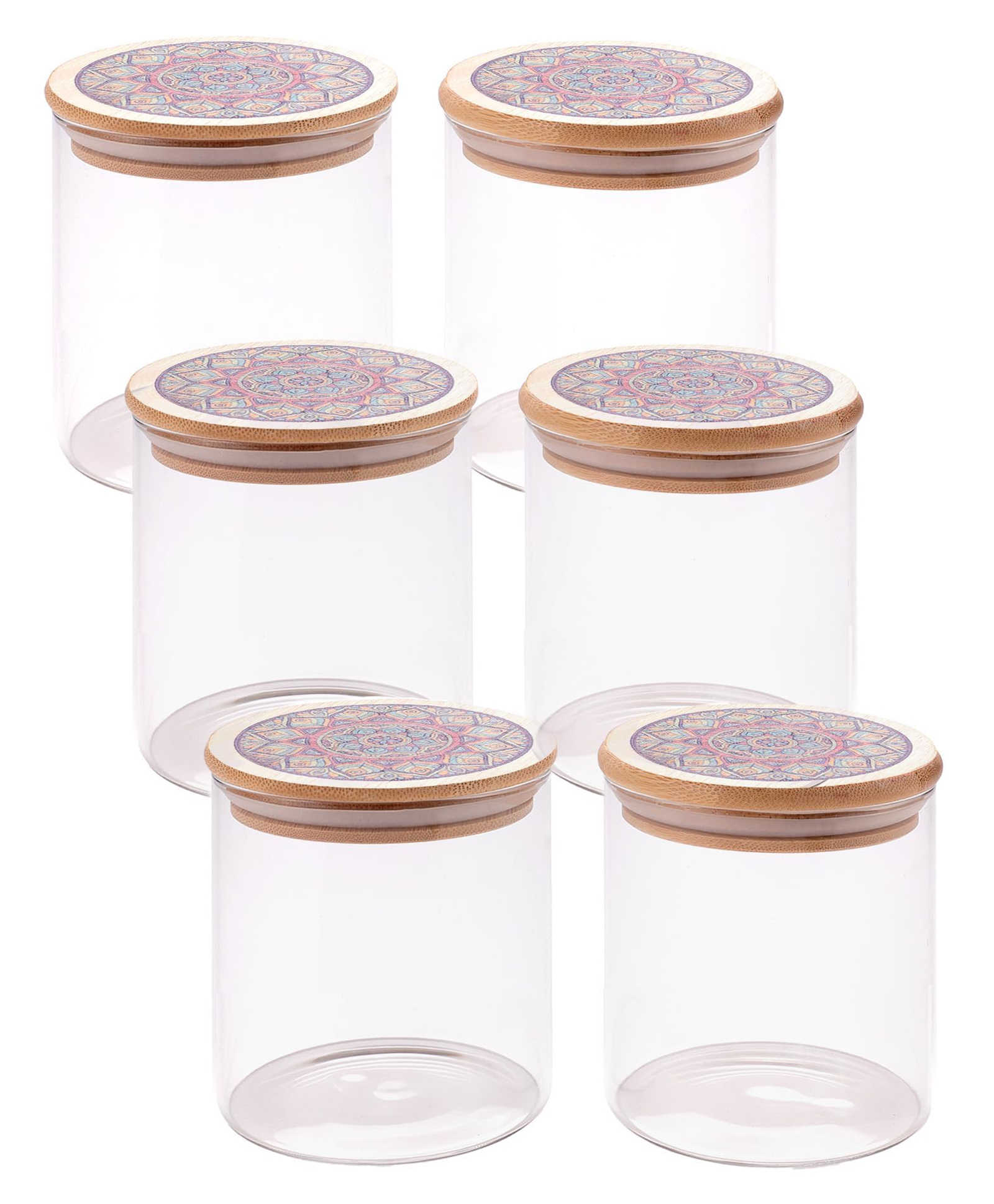 The Better Home Borosilicate Glass Jars containers with printed Bamboo Lid (6Pcs - 300 ml Each)| Airtight glass Jar For Kitchen Storage Box | Glass kitchen Jars For, Snack, Spices, (Blue-Pack of 6)-picture-28
