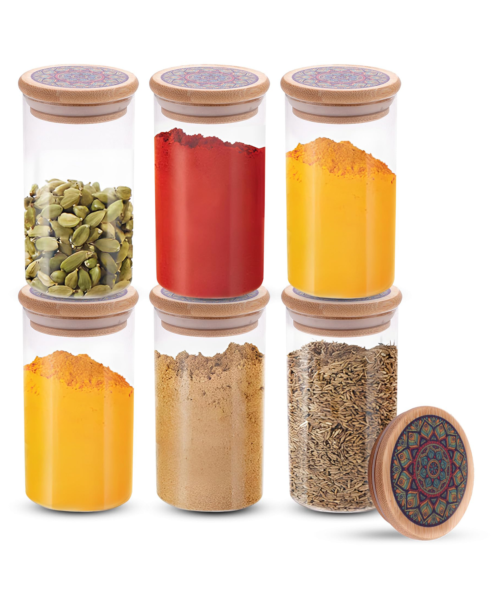 The Better Home Borosilicate Glass Jars With Printed Bamboo Lid | 300Ml Each-Pack Of 2 | Airtight Kitchen Containers Set | Multiutility Borosilicate Set For Spices, Nuts, Dry Fruits, Sugar, Salt,Blue-image-38