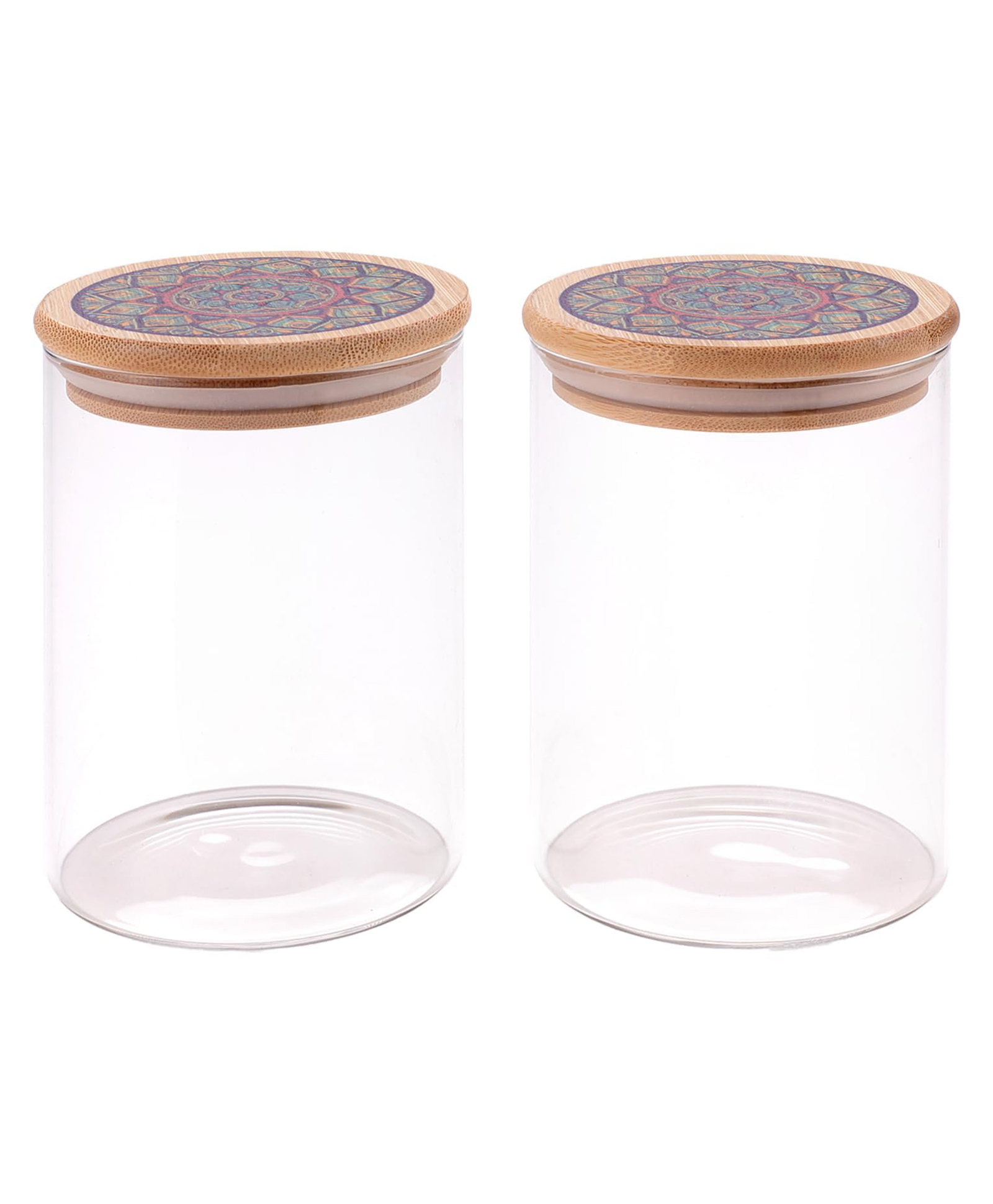 The Better Home Pack of 2 Borosilicate Jars with Printed Bamboo Lids | 600ml Each Kitchen Containers Set I Airtight Glass Jar for Cookies, Snacks, Spices, Tea, Coffee, Sugar, Dry Fruits, Transparent-picture-34