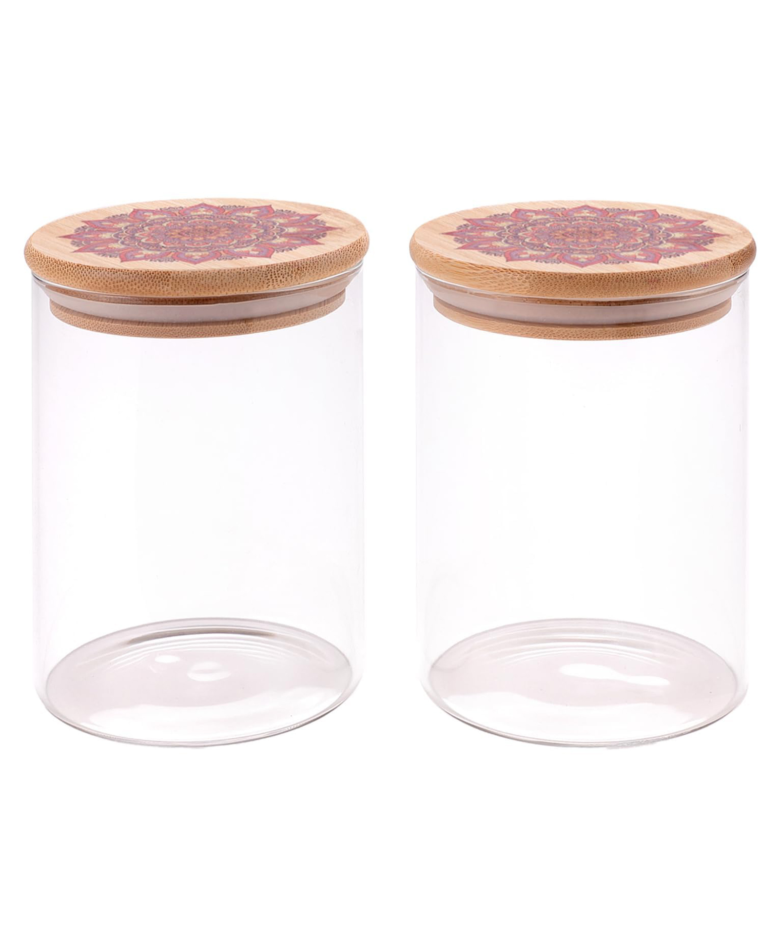 The Better Home Pack of 2 Borosilicate glass Jars with Printed Bamboo Lids | 600ml Each Kitchen jars Containers Set I Airtight Glass Jar for Cookies, Snacks, Spices, Tea, Coffee, Sugar, Dry Fruits-picture-47