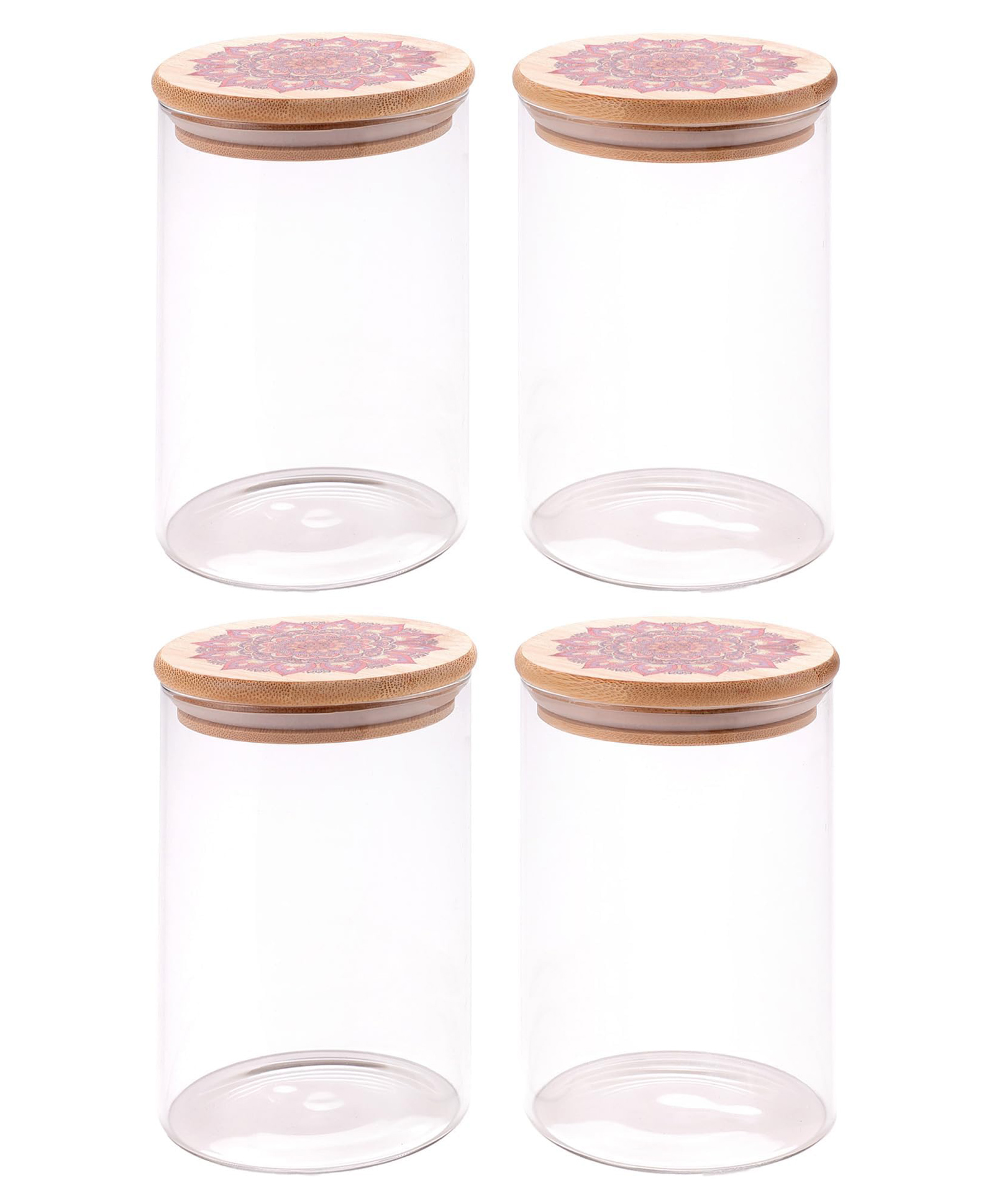 The Better Home Borosilicate Kitchen Containers Set with Printed Bamboo Lids | Jar For Kitchen Storage Box | Glass Jars For Cookies, Snack, Spices, Tea, Coffee | (Pack of 4 (Pink Printed Lid))-picture-38