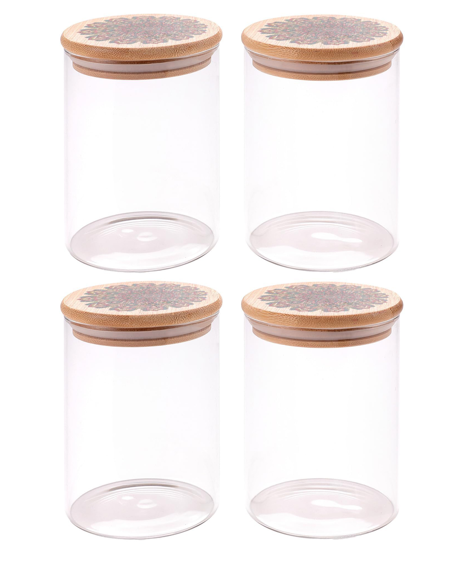 The Better Home Pack of 4 Kitchen Containers Set Glass Jars with Printed Bamboo Lids I Multipurpose Airtight Storage Jars for Cookies, Snacks, Spices I 600 ml Each |, Transparent-picture-39
