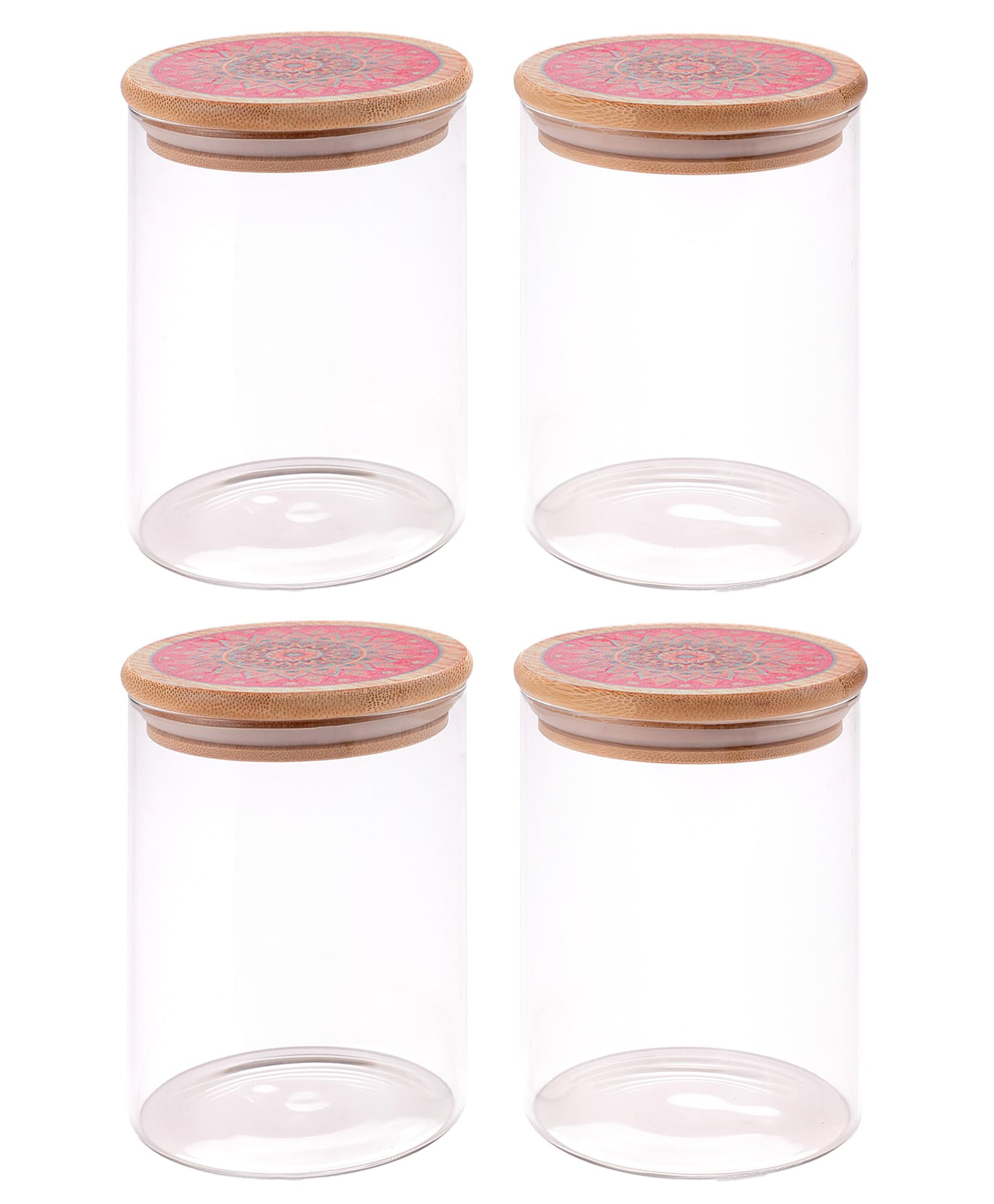 The Better Home Borosilicate Kitchen Jars Containers Set with Lid (4Pcs - 600ml Each) | Airtight Bamboo Lid | glass Jar For Kitchen Storage Box |kitchen Jars For Cookies, Snack, Spices, (Orange)-picture-44
