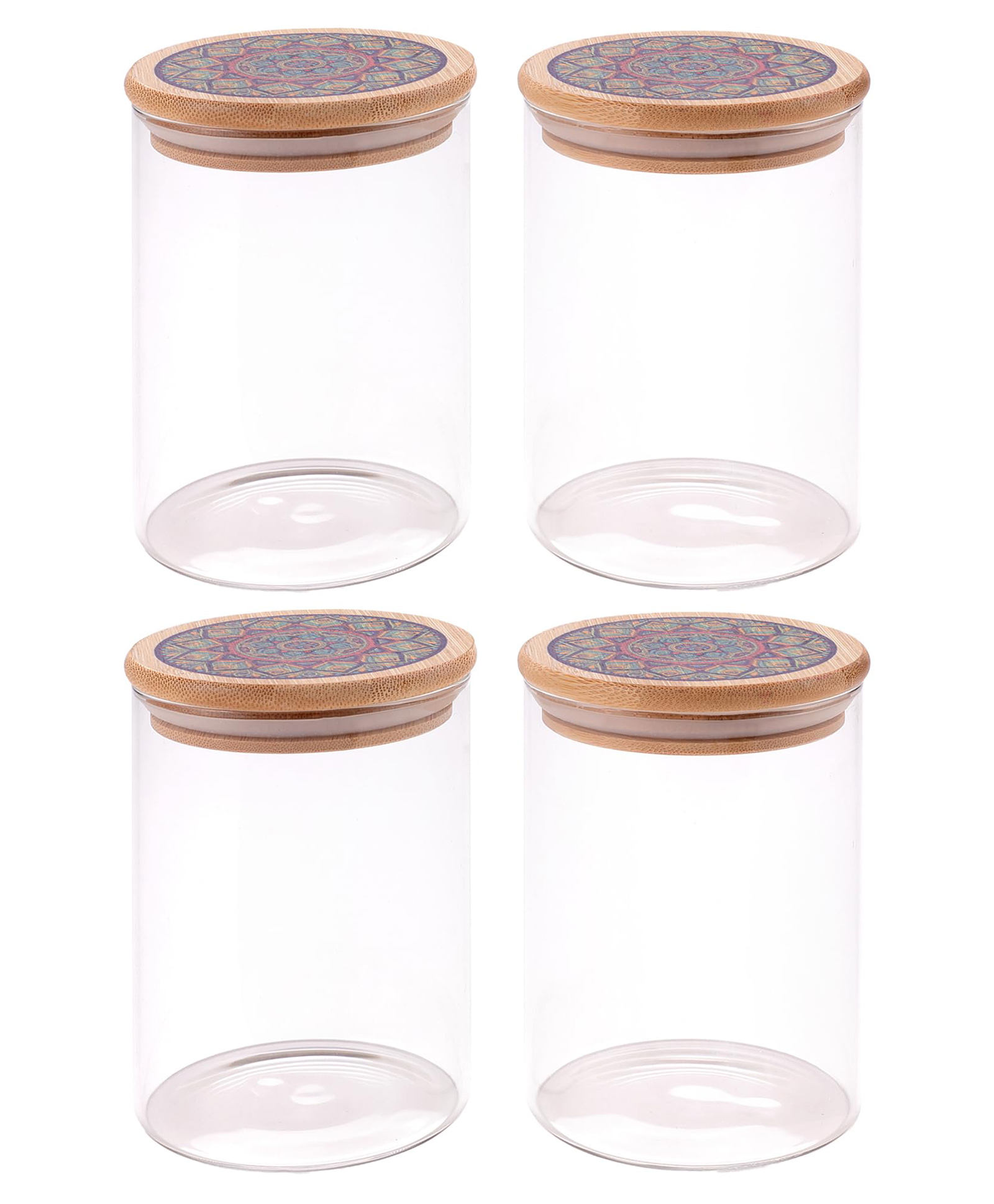 The Better Home Borosilicate Kitchen Jars & Containers Set with Lid (4Pcs - 600ml Each) | Airtight Bamboo Lid | glass Jar set For Kitchen Storage Box | Jars For Cookies, Snack, Spices,(Blue)-picture-39