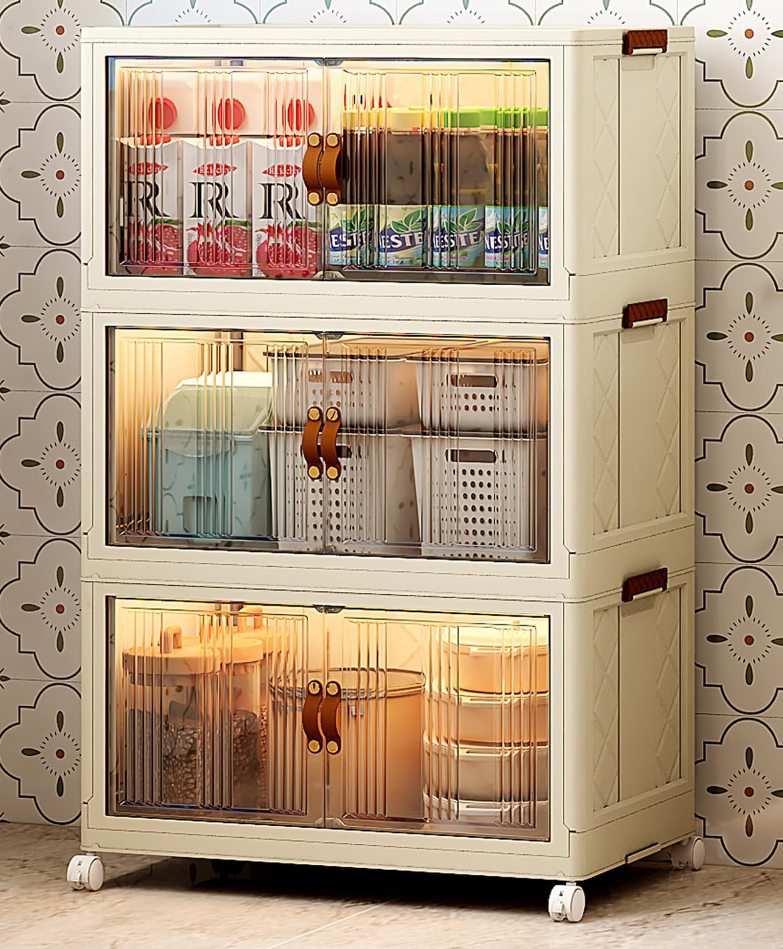 UMAI 3-Layer Double Door Almirah for Clothes - Collapsible & Foldable Dress Racks/Plastic Cupboard for Storage - White-picture-11