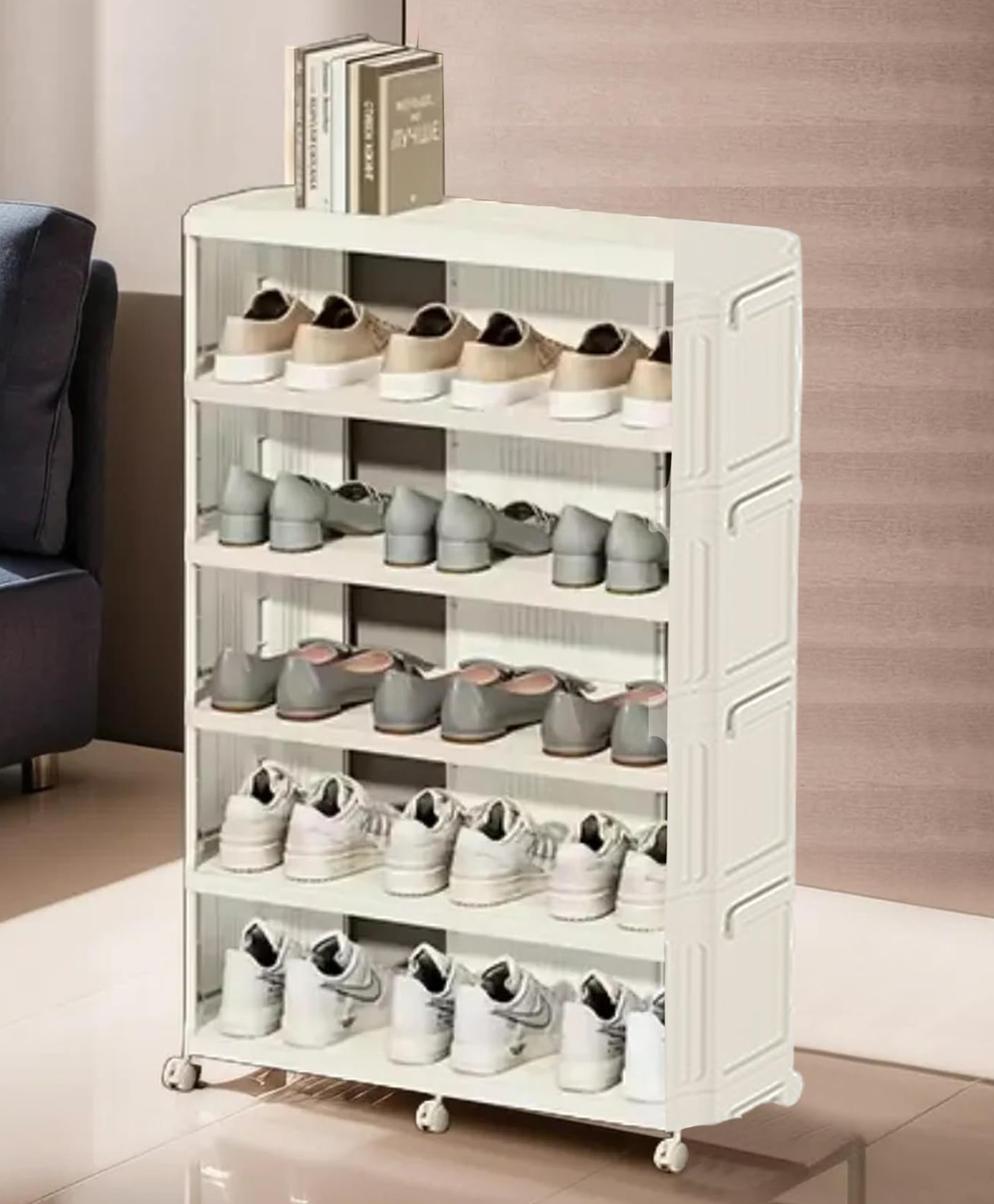 UMAI 4-Layered Detachable Shoe Rack for Home | Plastic Shoe Organiser | Adjustable Footwear Organiser | Shoe Stand for Home | Shoe Storage Organiser - White-image-47