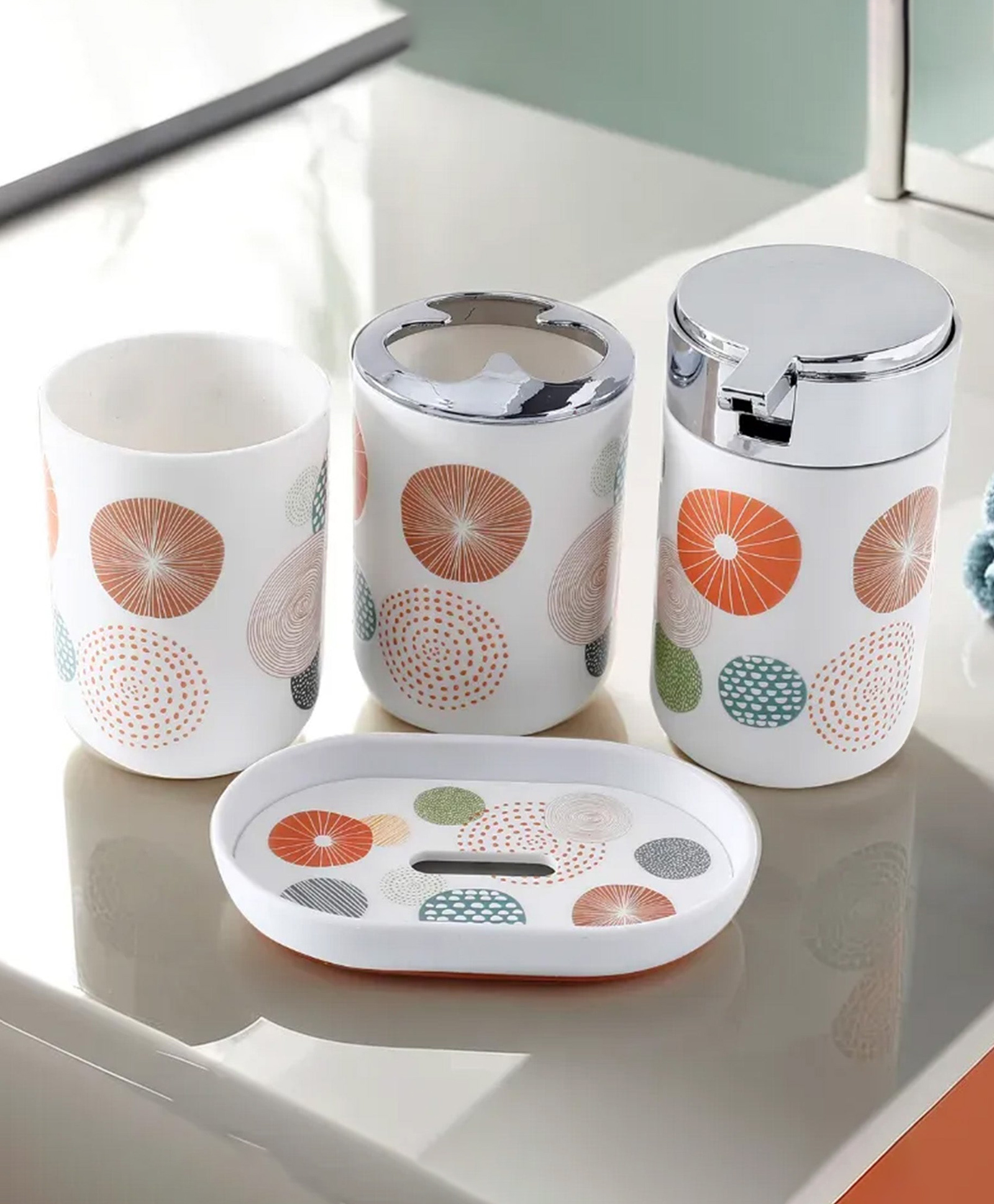 UMAI Bathroom Accessories Set | 4 Piece Soap Dispenser for Bathroom| Toothbrush Holder |Mouth Wash Cup| Soap Dish | for Bathroom Sets | Multicolor-image-26