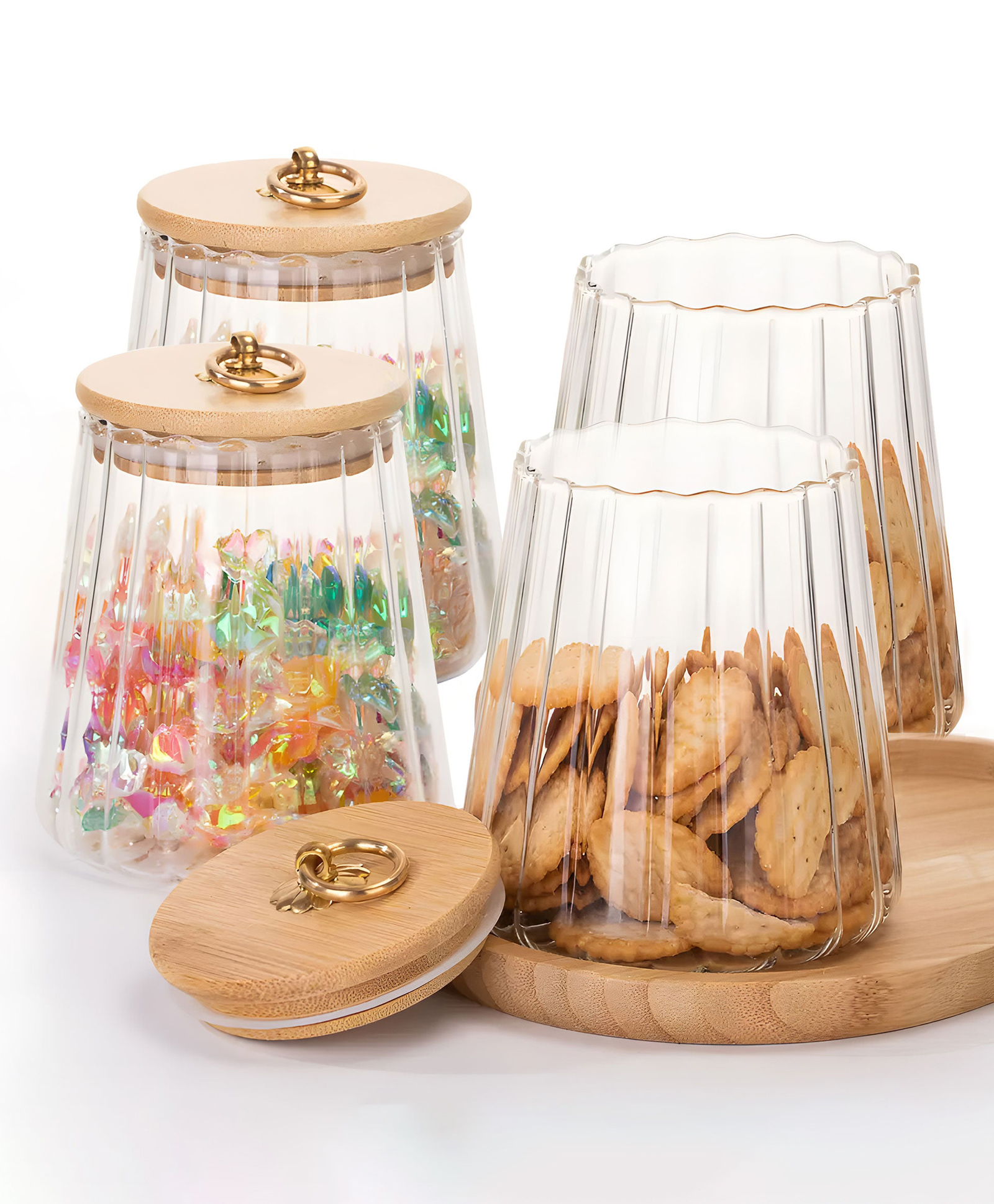 UMAI Borosilicate Glass Jar with Bamboo Lid | Kitchen Organizer Items and Storage | Multi-utility, Leakproof, Airtight Storage Jar for Cookies, Snacks, Tea, Coffee, Sugar | 620 ml | Pack of 4-image-26