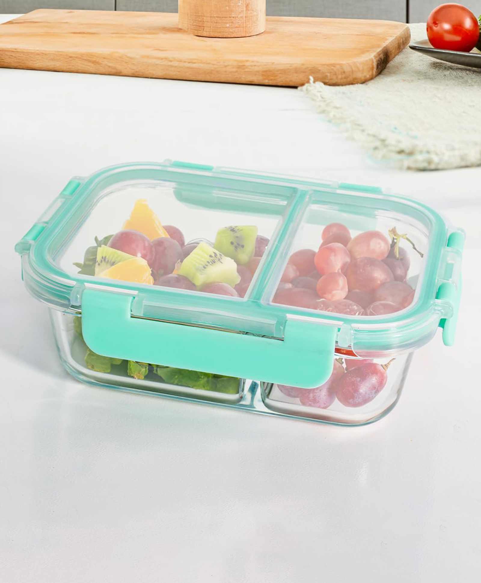 The Better Home Two Compartment Lunch Box for Office Men, Kids, Women | Glass | Microwave Safe | Leak-Proof | Airtight | Safety Lock Lid (980ml)-image-39