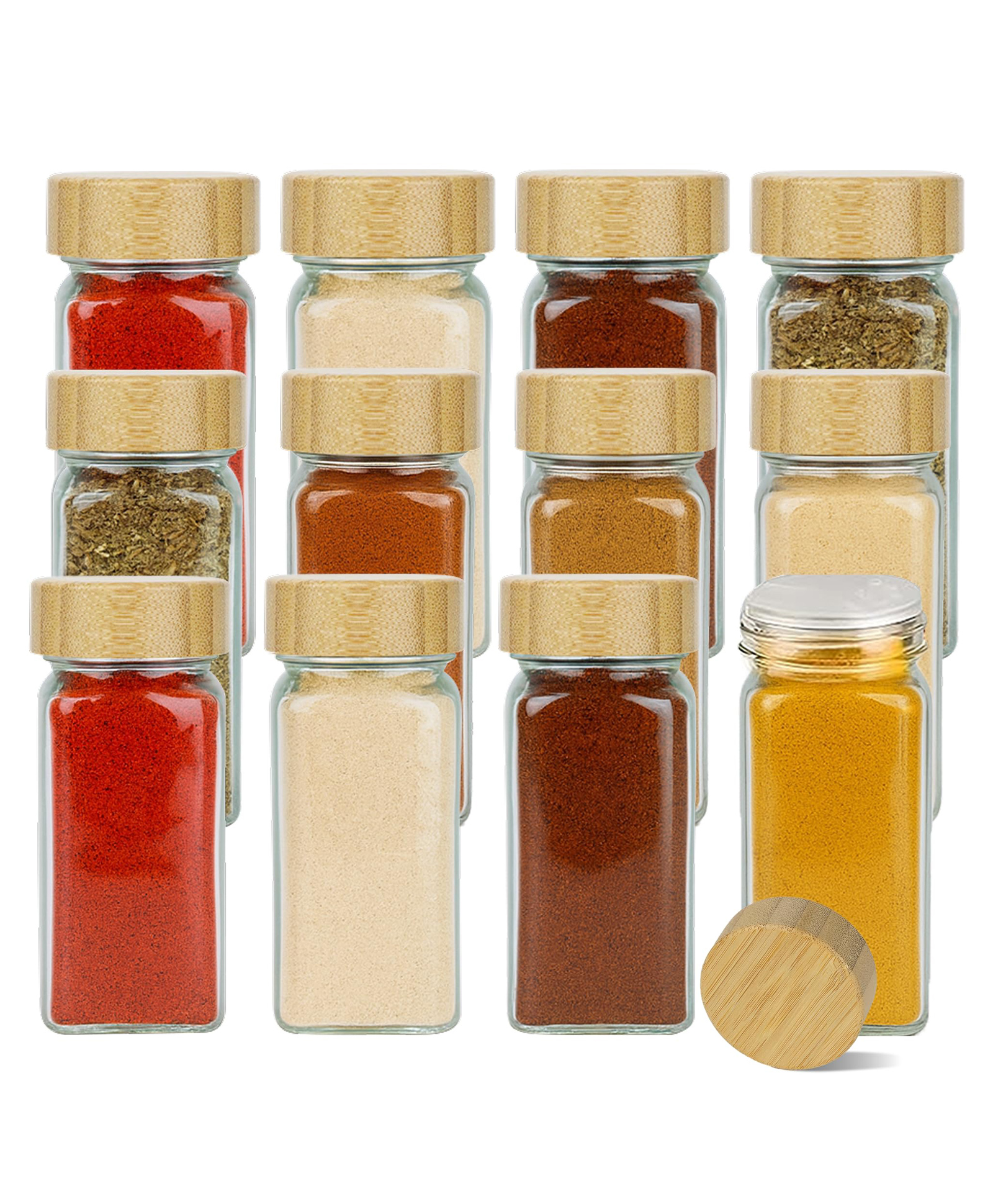 The Better Home Spice Jars | Borosilicate Glass | Bamboo Lid | Airtight | Versatile Use - Kitchen Storage | Food Safe | 150ml Capacity | Transparent | Pack of 12-picture-40