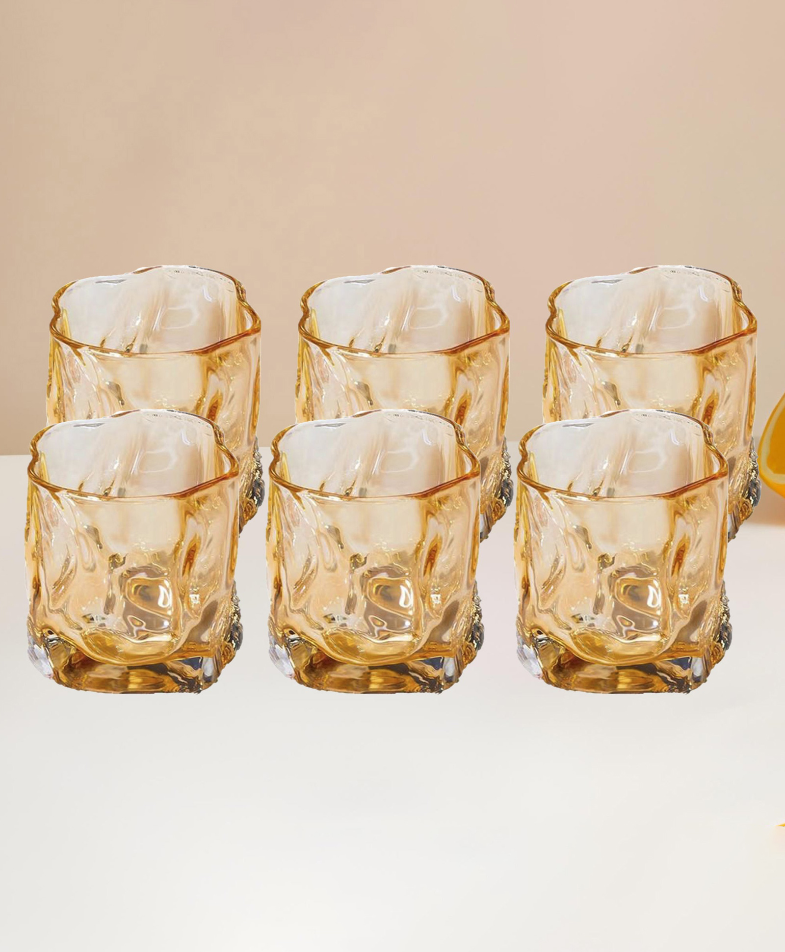 The Better Home Zest Juice Glasses Set of 6 (230ml Each) | Water Glasses | Cold Drink Glass | Lead Free Drinking Glasses | Kitchen Gift Items | Kaanch Ke Glass | Housewarming Gifts (Amber)-picture-14