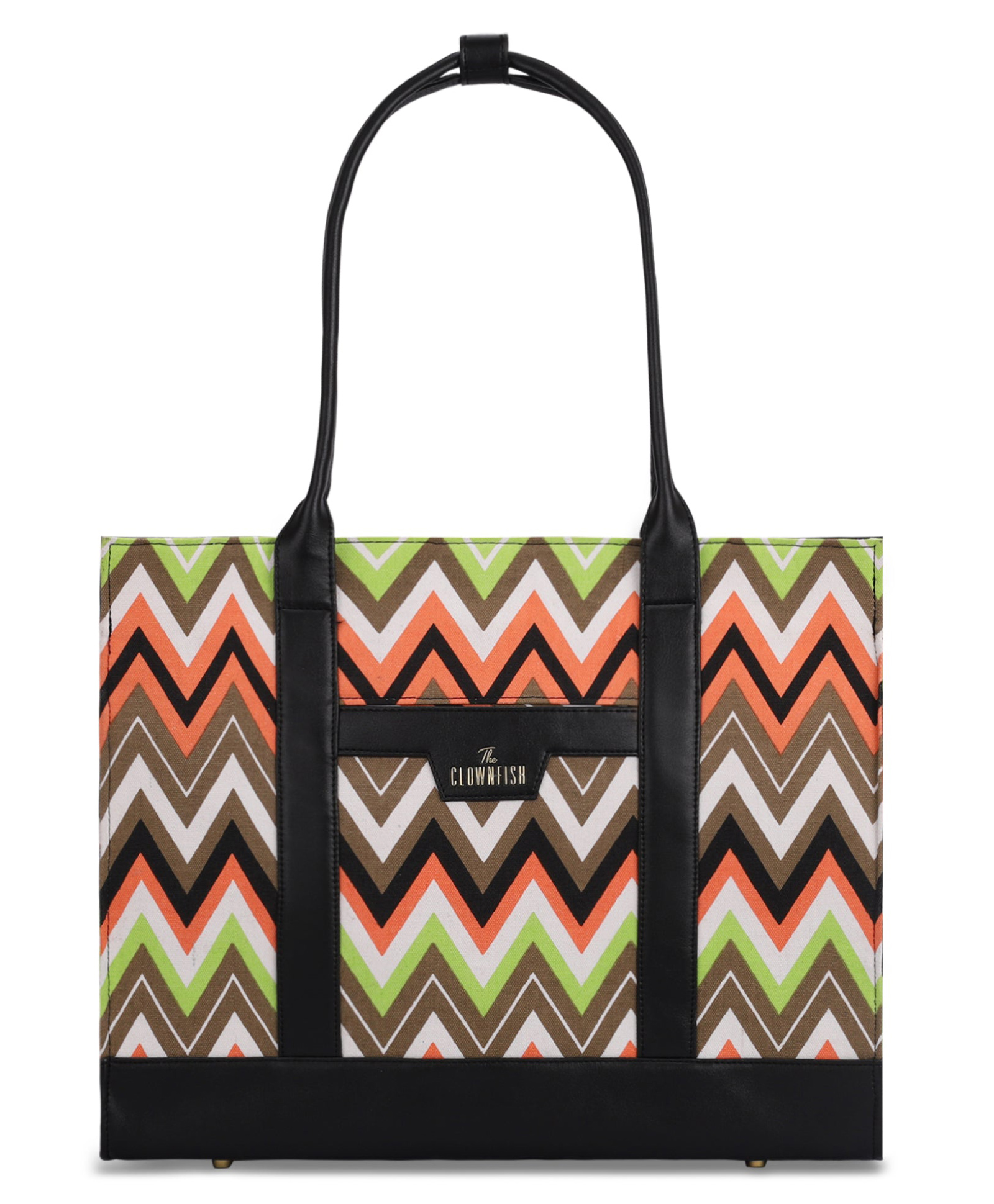 THE CLOWNFISH Classic Chic Collection Multipurpose Canvas + Vegan Leather Tote bag For Women 15.6 inch Laptop Bag Box Bag Office Handbag Shoulder Bag (Black Multi)-image-34