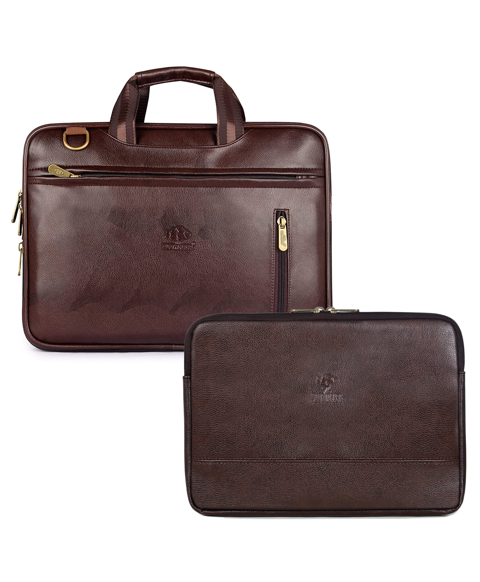 The Clownfish Unisex Adult Combo of 15.6 inch Laptop Messenger Bag (Brown) & Pascal Faux Leather 15.6 inch Laptop Sleeve (Dark Brown)-image-21