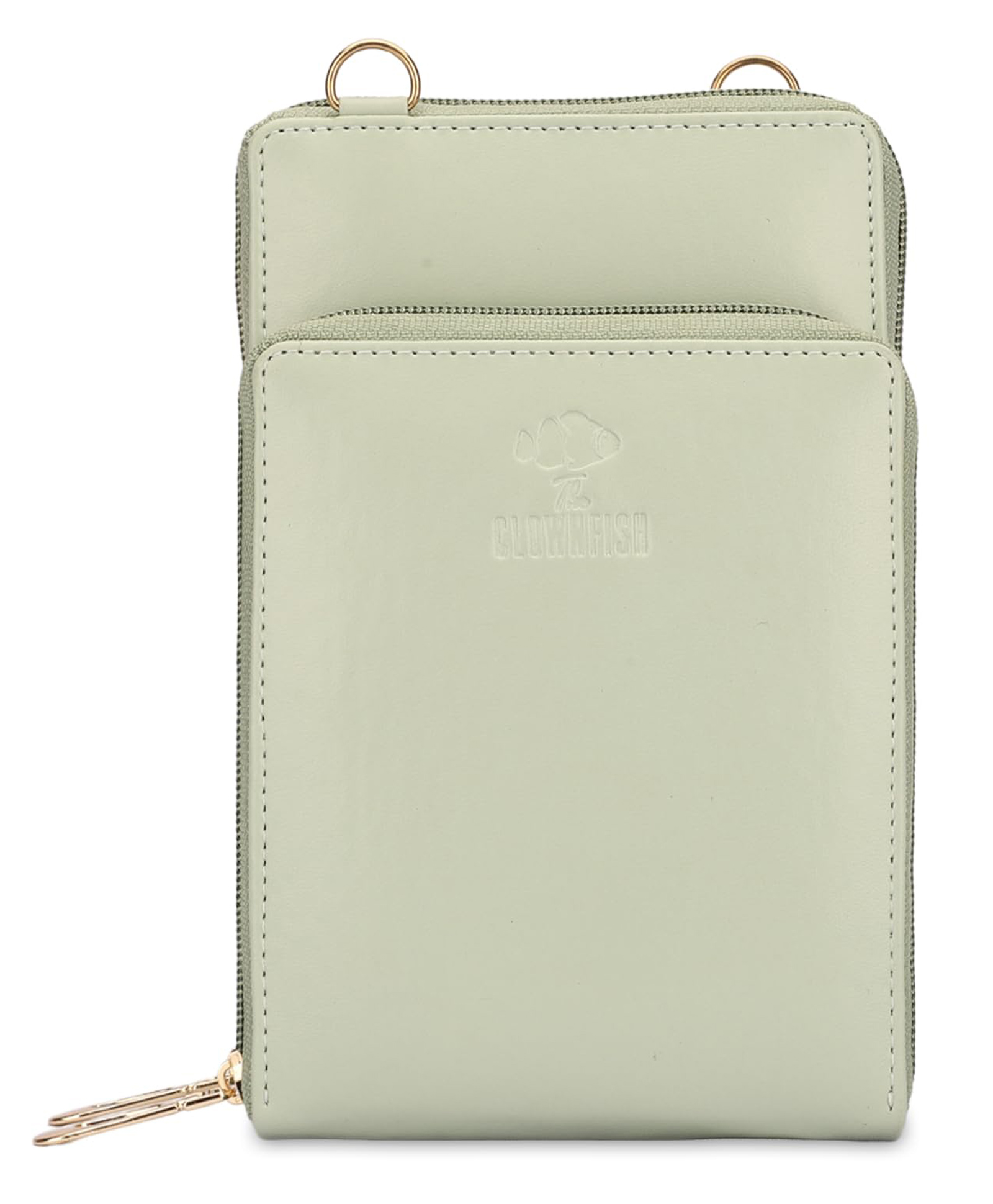 (TCFLWFL-KLGR1)- The Clownfish Trivia Vegan Leather Ladies Wallet Sling Bag with Zip Around Front Pocket (Light Green)-picture-18