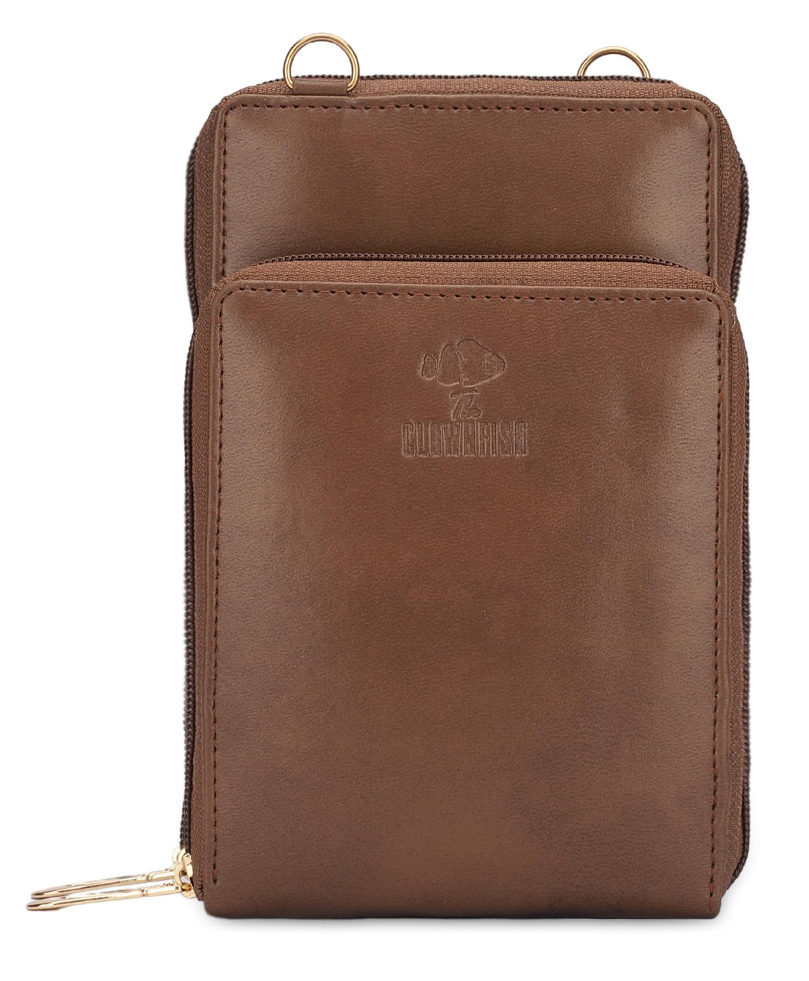 (TCFLWFL-KDBR13)- The Clownfish Trivia Vegan Leather Ladies Wallet Sling Bag with Zip Around Front Pocket (Dark Brown)-image-29