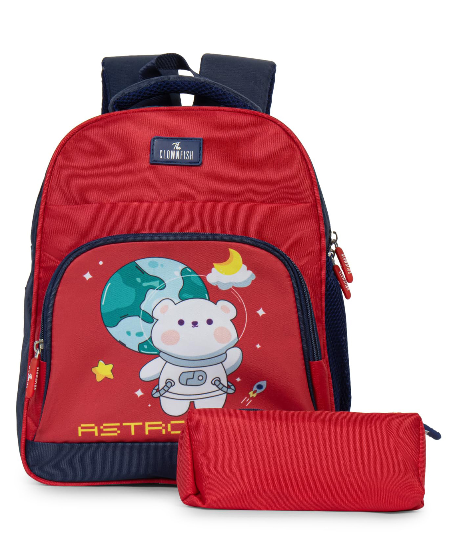 (Mini Explorer-New)- The Clownfish Mini Explorer Series Kids School Bag with Free Pencil Pouch - Red Astronaut-image-28