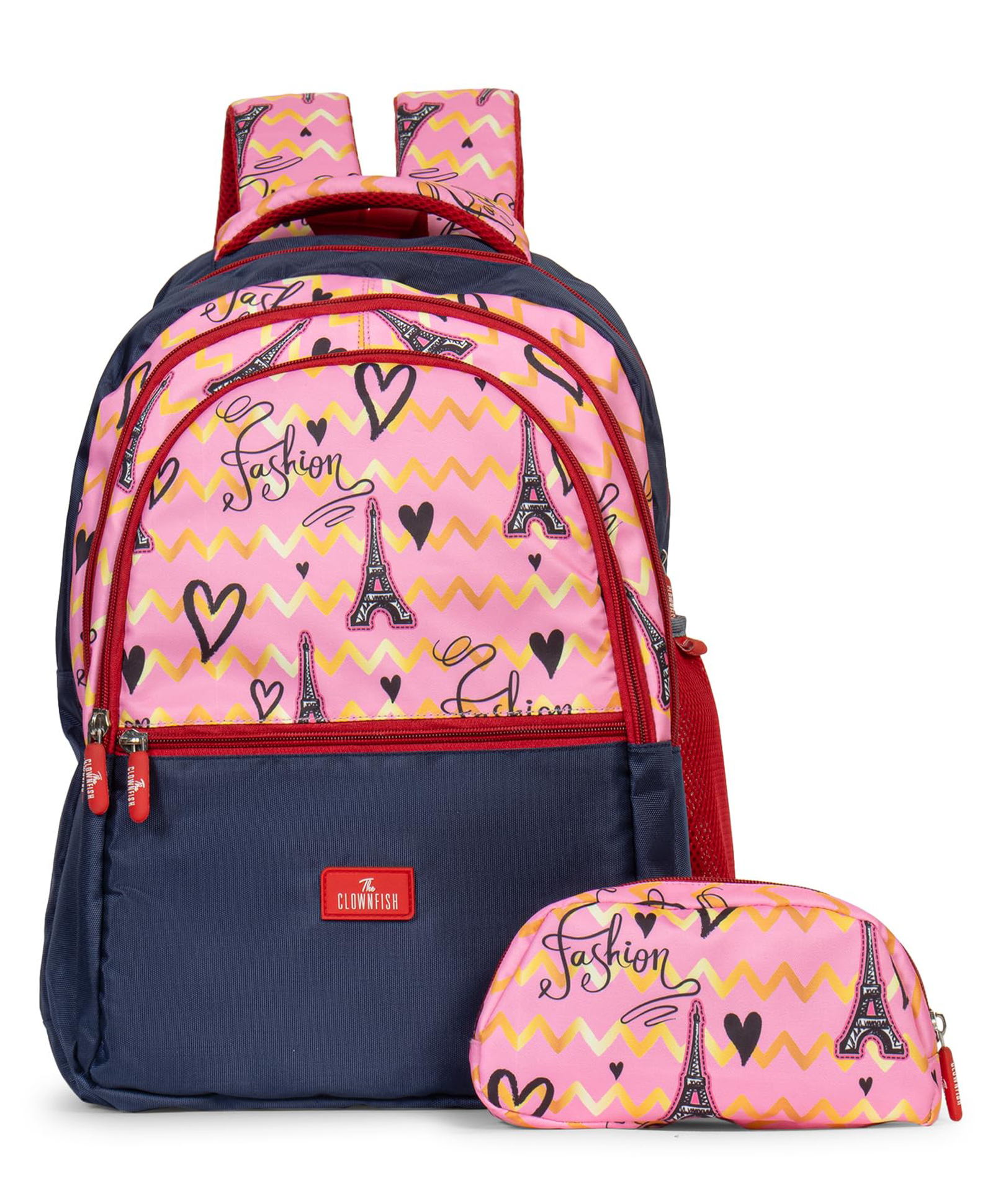 (Edutrek-New)- The Clownfish Edutrek Series Kids School Bag with Free Pencil Pouch - Pink Eiffel Tower-picture-47