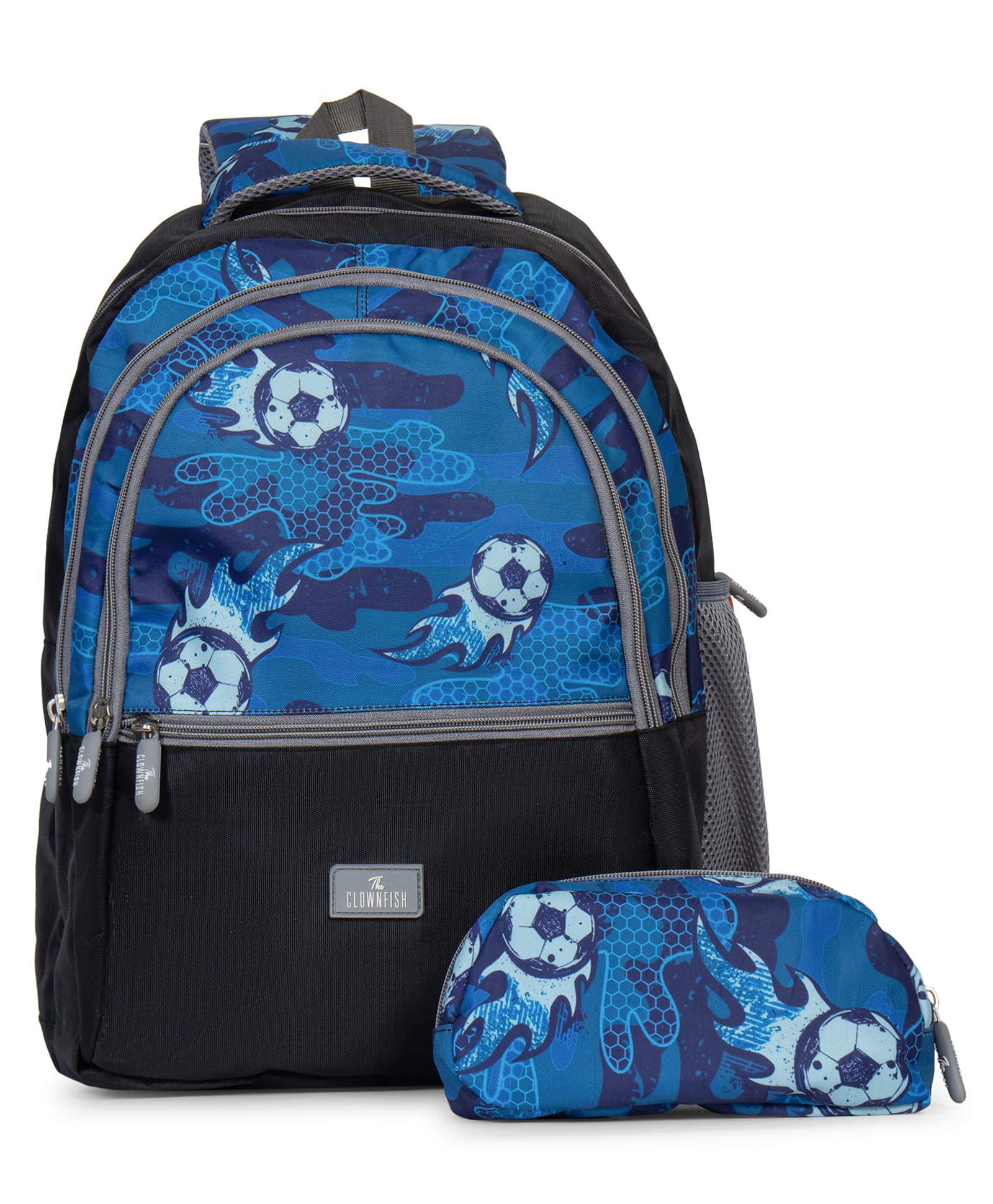 The Clownfish Edutrek Series Kids School Bag with Free Pencil Pouch - Blue Football-picture-26
