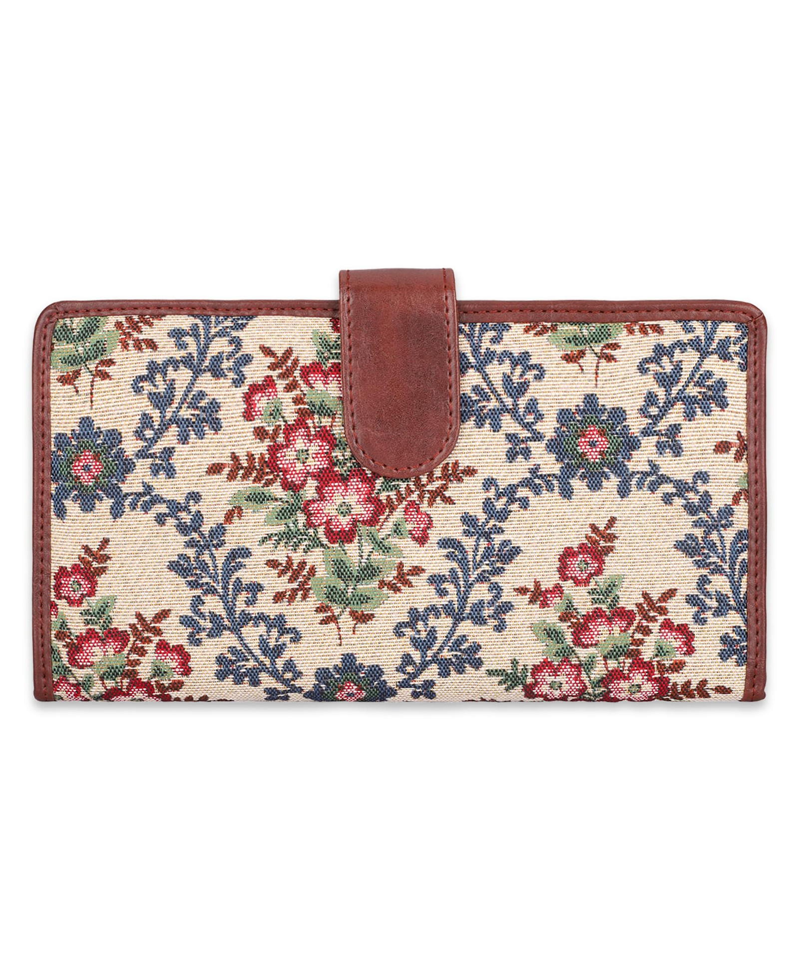 (TCFTWLTP-K-PNK-FLO1)- THE CLOWNFISH Voyage Vault Series Tapestry Fabric Faux Leather Unisex Dual Passport Wallet Travel Document Multiple Card Holder Slots (Pink-Floral)-image-8