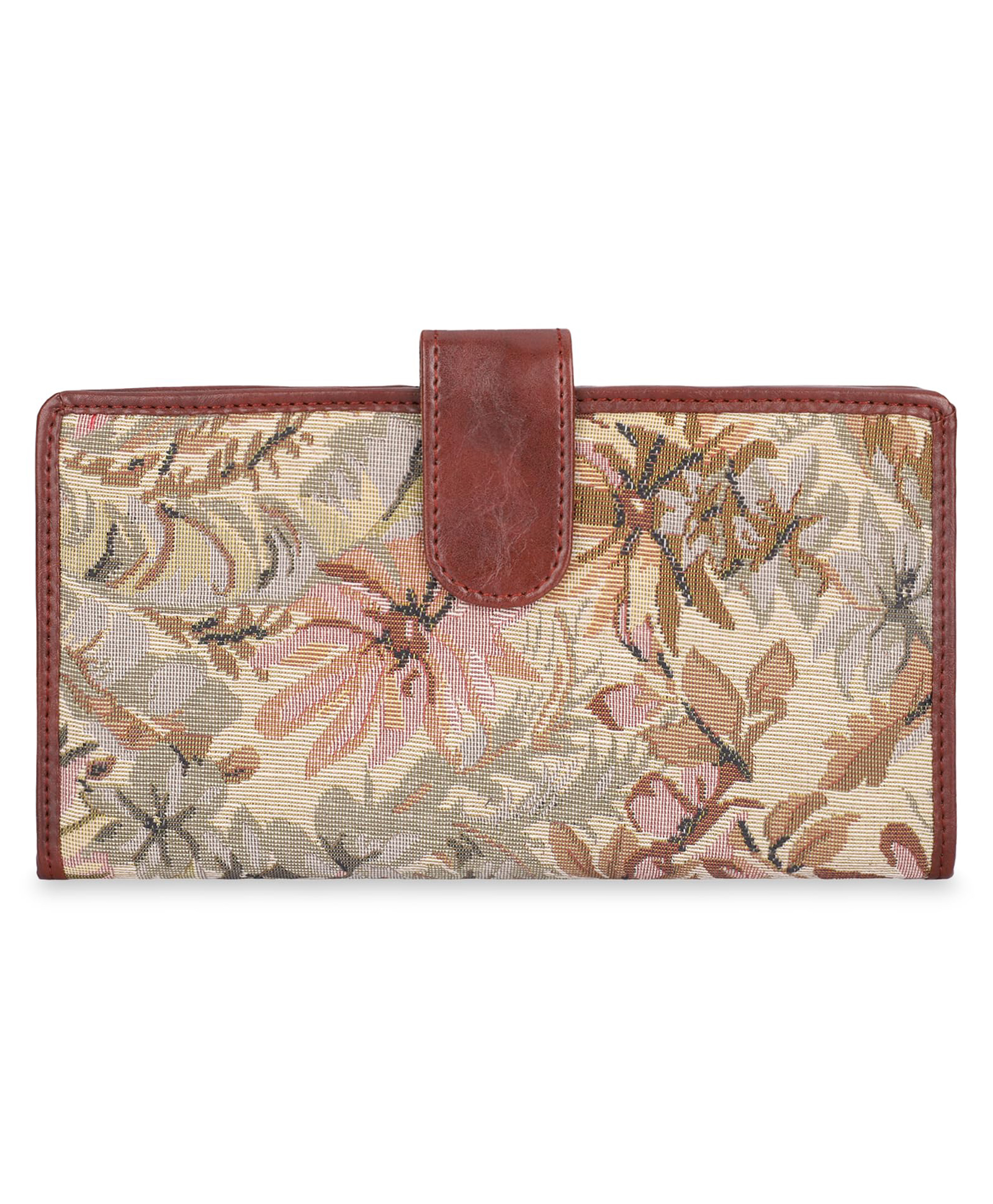 (TCFTWLTP-K-BEG1)- THE CLOWNFISH Voyage Vault Series Tapestry Fabric Faux Leather Unisex Dual Passport Wallet Travel Document Cash Organizer with Multiple Card Holder (Beige)-picture-6