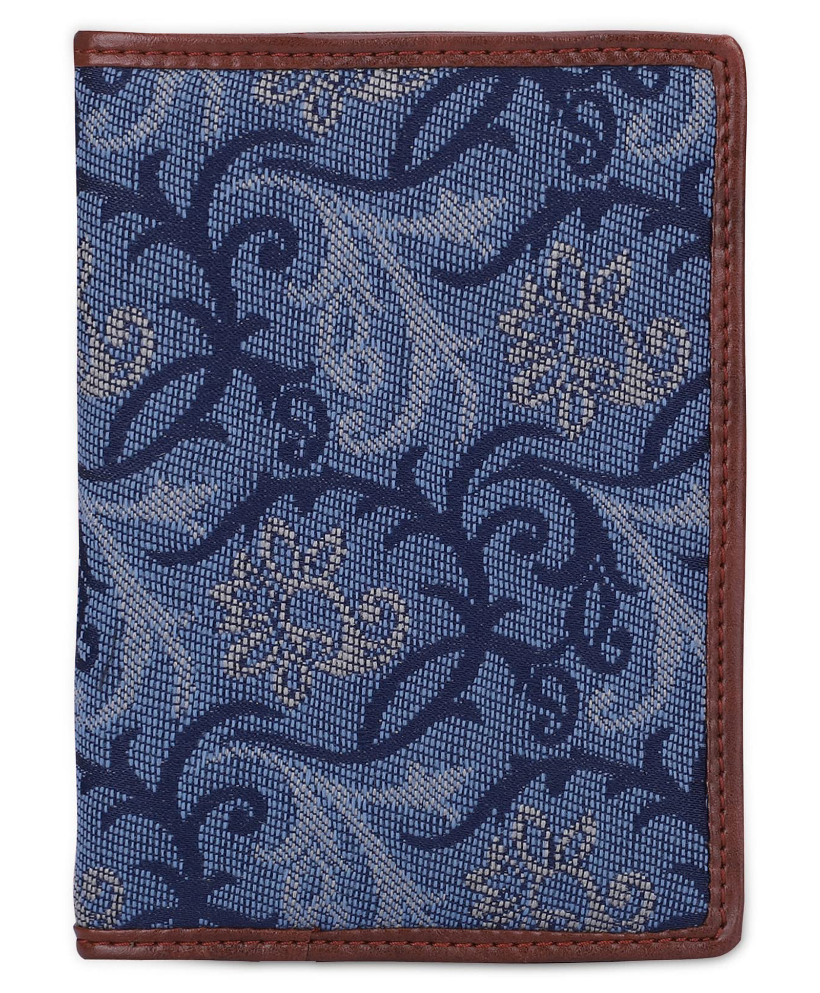(TCFTWLTP-K-BU-FLO) THE CLOWNFISH Glamour Fold Series Tapestry Fabric Faux Leather Unisex Dual Passport Wallet Travel Document Organizer with Multiple Card Holder Slots BlueFloral-picture-8