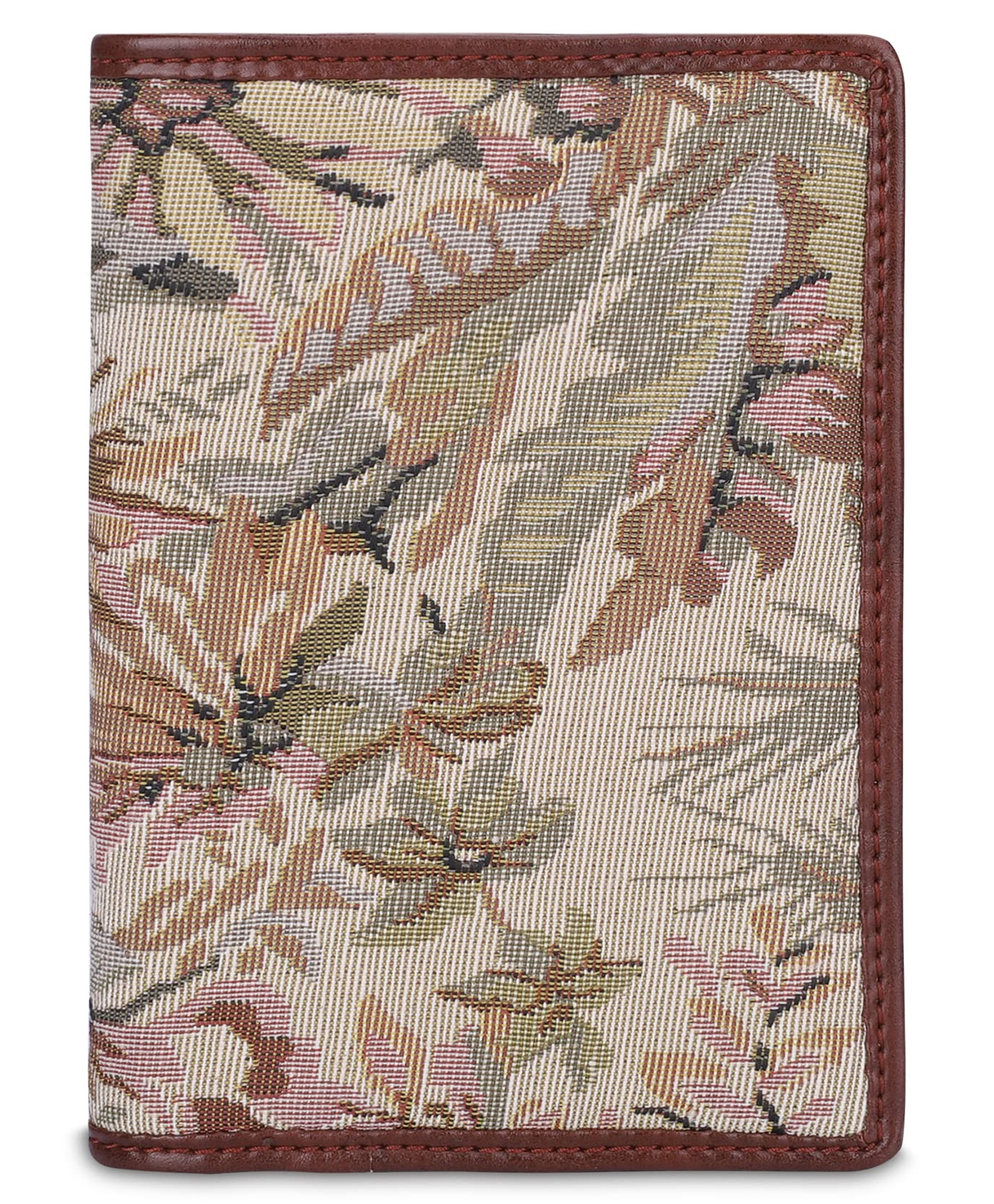 (TCFTWLTP-K-BEG) THE CLOWNFISH Glamour Fold Series Tapestry Fabric Faux Leather Unisex Dual Passport Wallet Travel Document Organizer with Multiple Card Holder Slots Beige-image-14