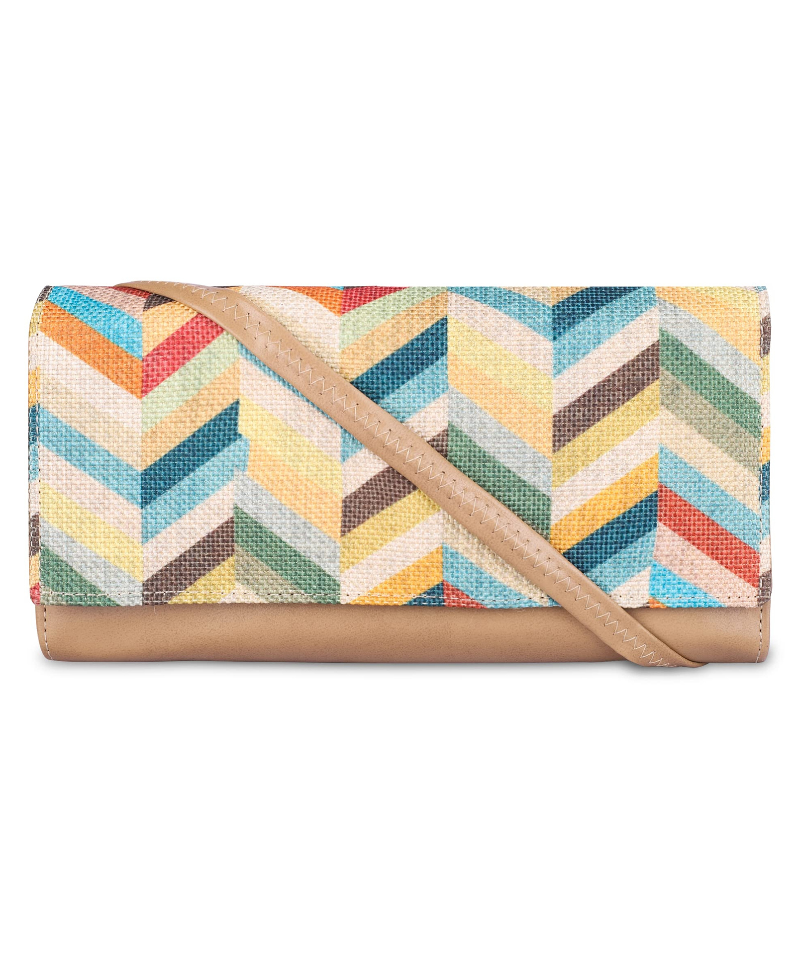 (TCFLWJU-K-LBR) THE CLOWNFISH Jolene Printed Handicraft Fabric Vegan Leather Ladies Wallet Purse Sling Bag with Multiple Card Slots L..-image-12