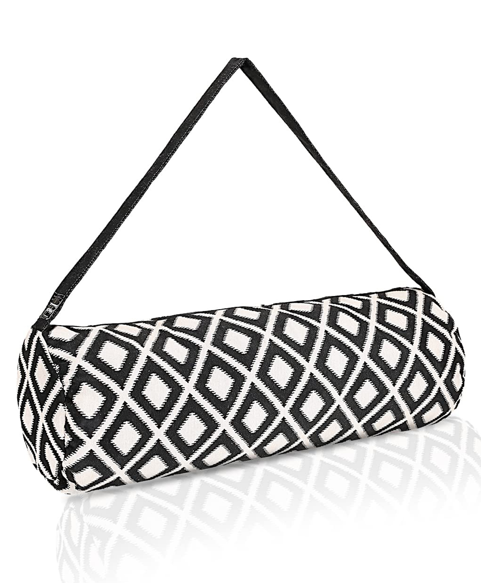 Strauss Jacquard Gym Bag, Blocks Design (Black Cream)-picture-19