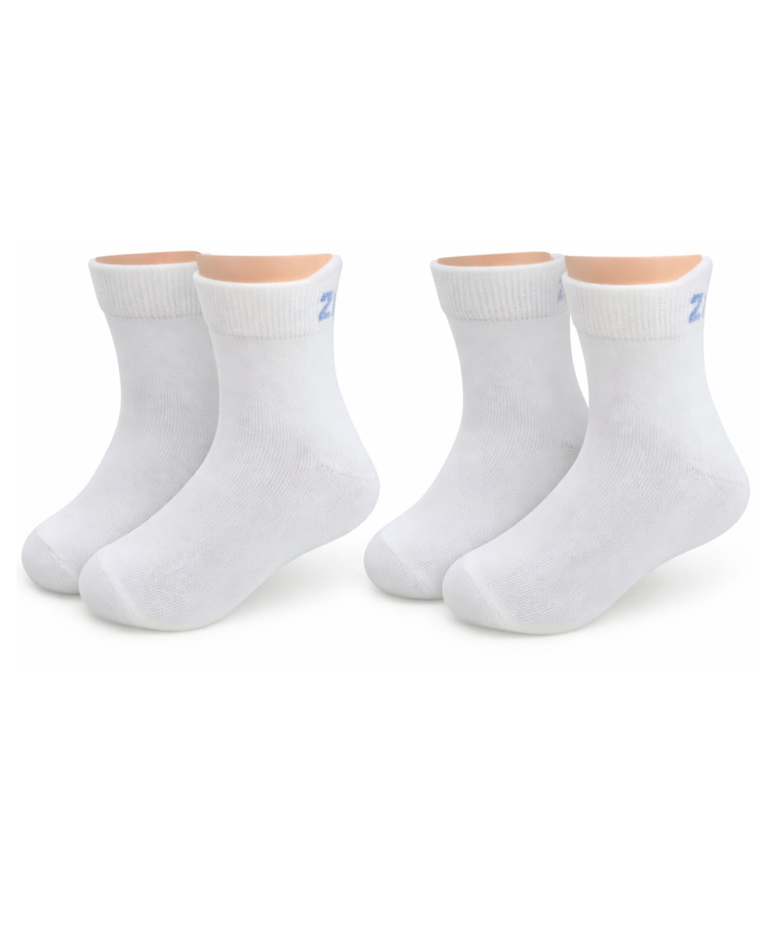 Zikku Cotton Lycra Knit Pack Of 2 Solid Socks - White-picture-13