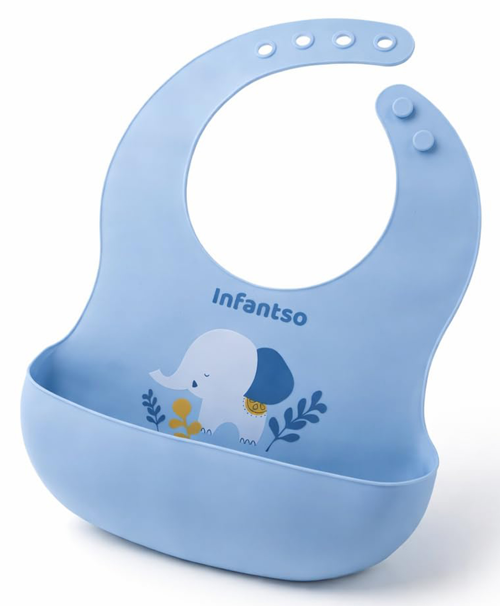 Infantso Silicone Baby Bib for Feeding & Weaning Babies & Toddlers, Waterproof, Washable & Reusable With Food Pocket, Mess Free, Easy Cleaning, No Bad Odour, Adjustable Neckline with Buttons -Blue-image-47